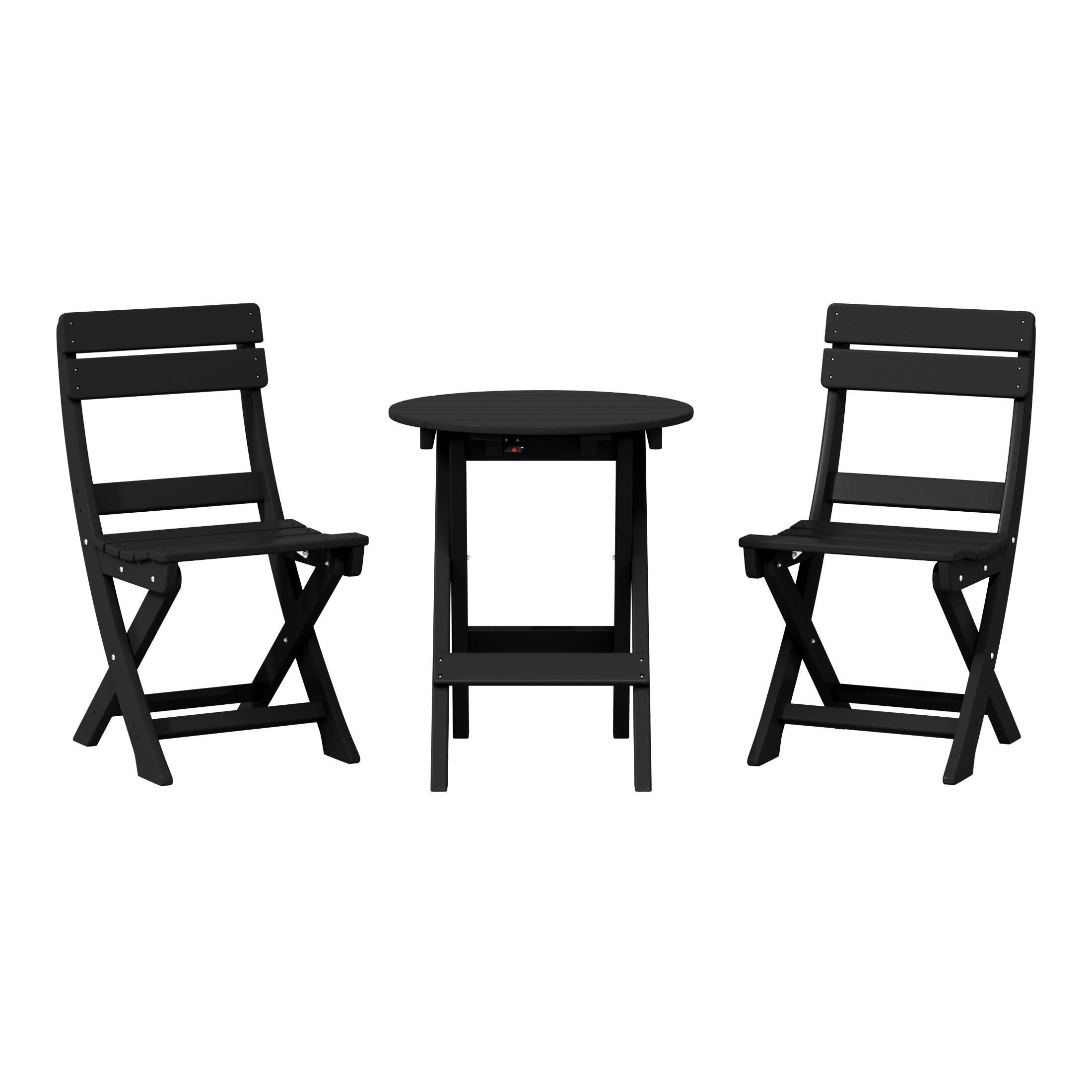 Westin Furniture Laguna Outdoor Bistro Table and 2 Chairs, Black, large