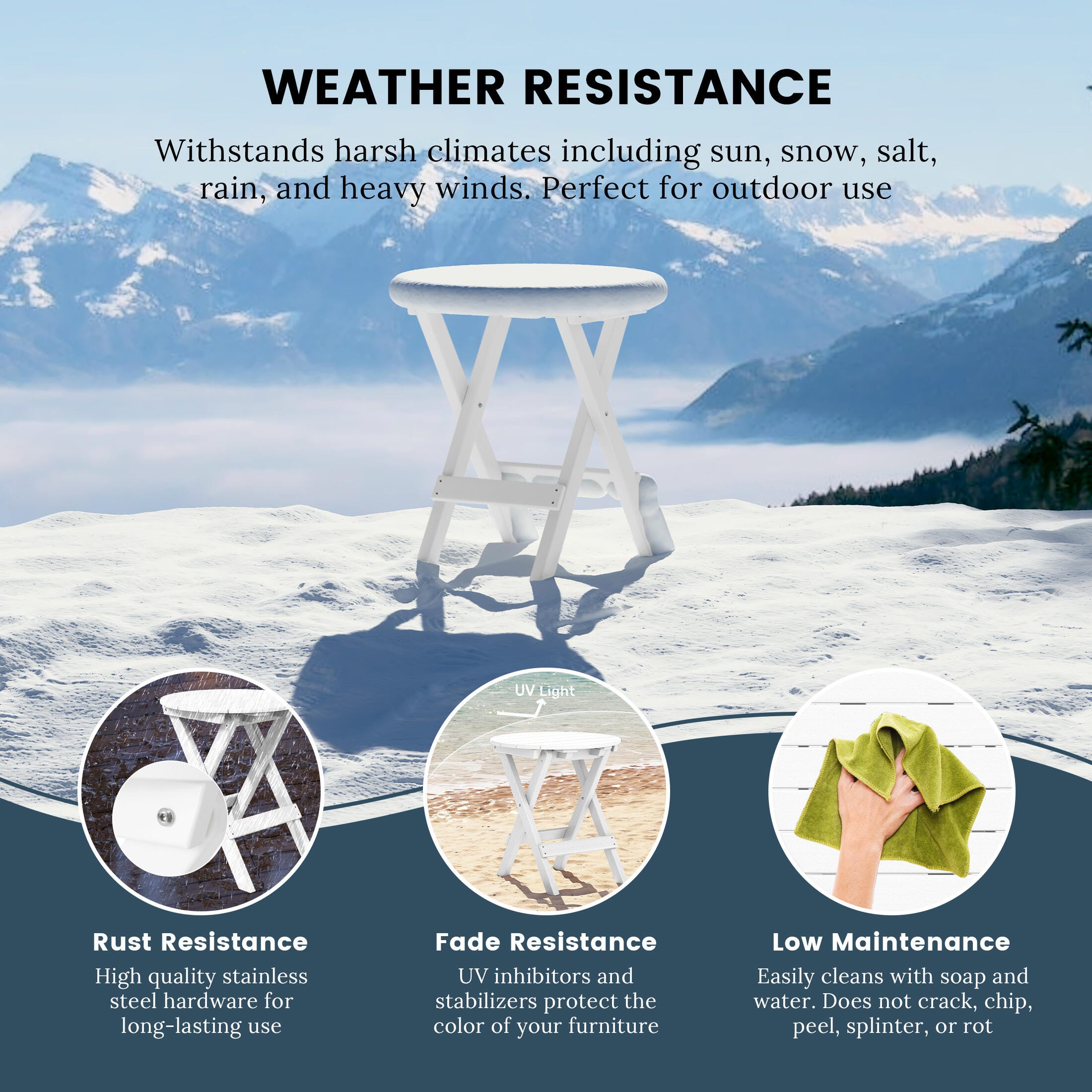 Westin Furniture Laguna Outdoor Bistro Table and 2 Chairs, White, large