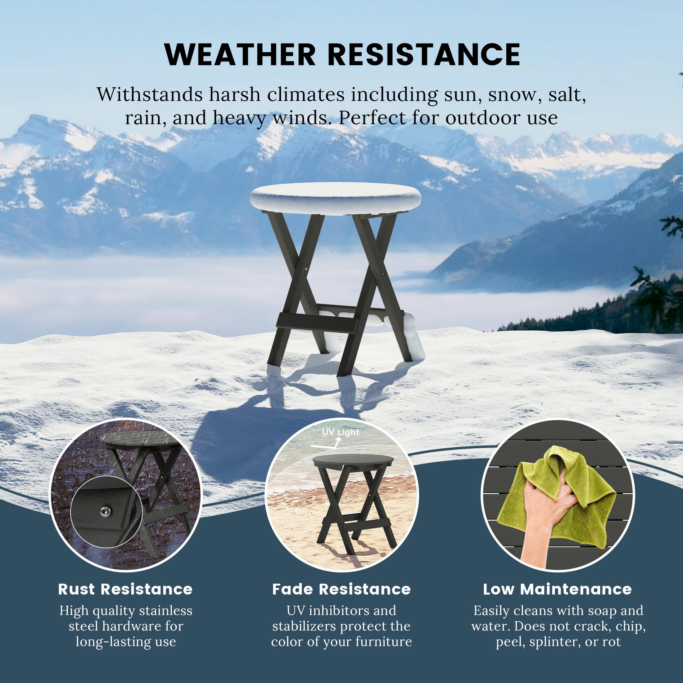 Westin Furniture Laguna Outdoor Bistro Table and 2 Chairs, Gray, large