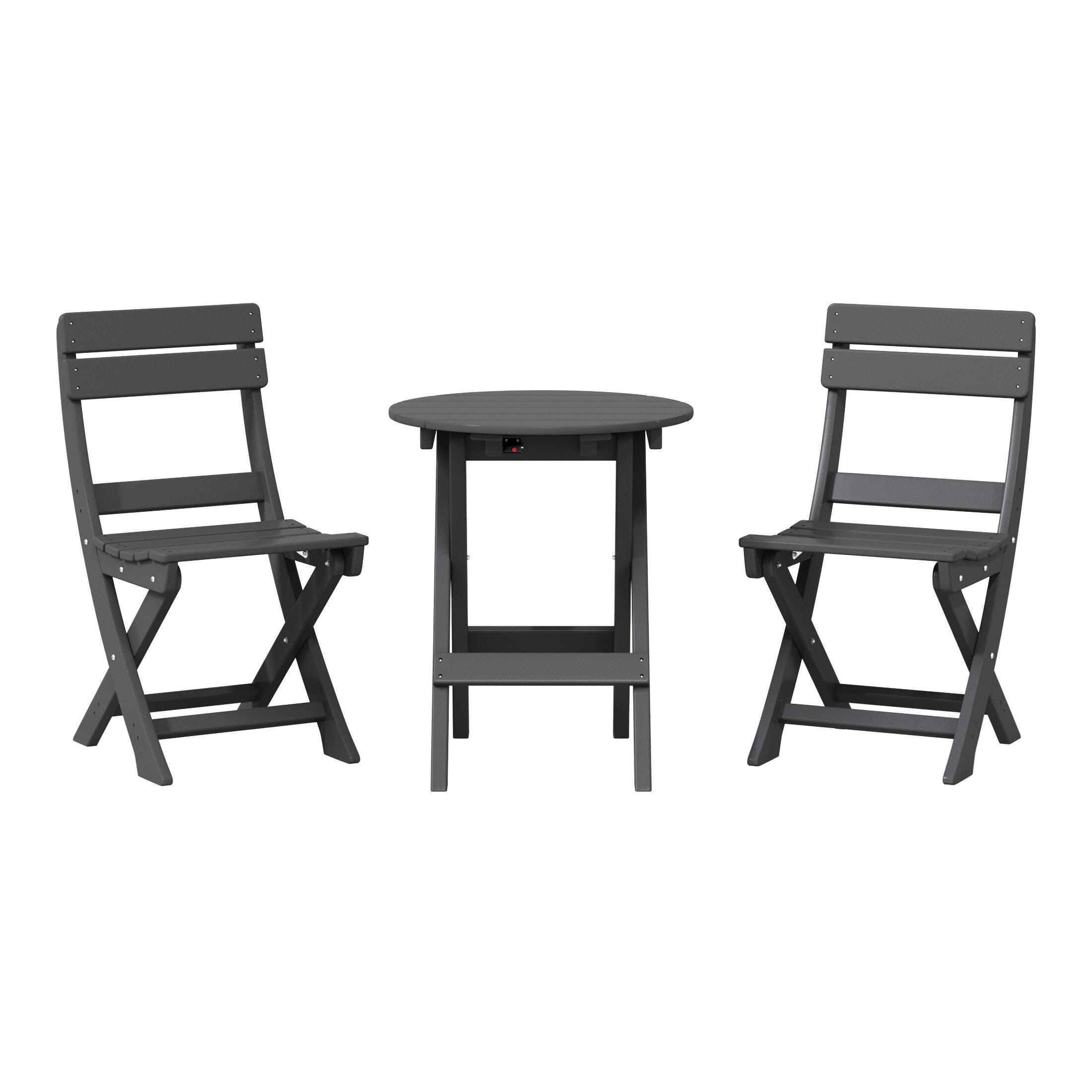 Westin Furniture Laguna Outdoor Bistro Table and 2 Chairs, Gray, large