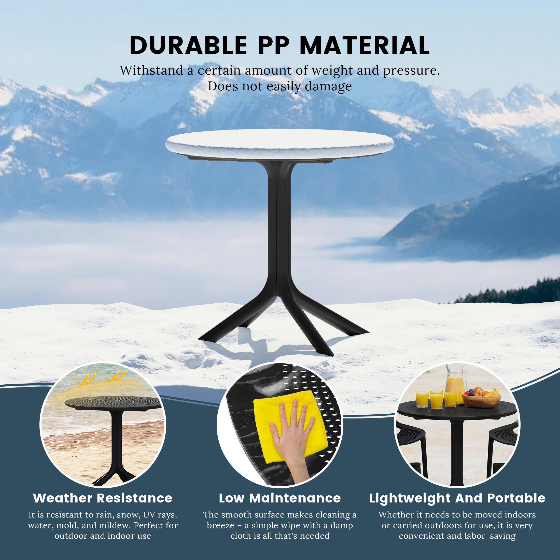 Westin Furniture Frond&Form Outdoor Round Dining Table and 4 Chairs, Black, large