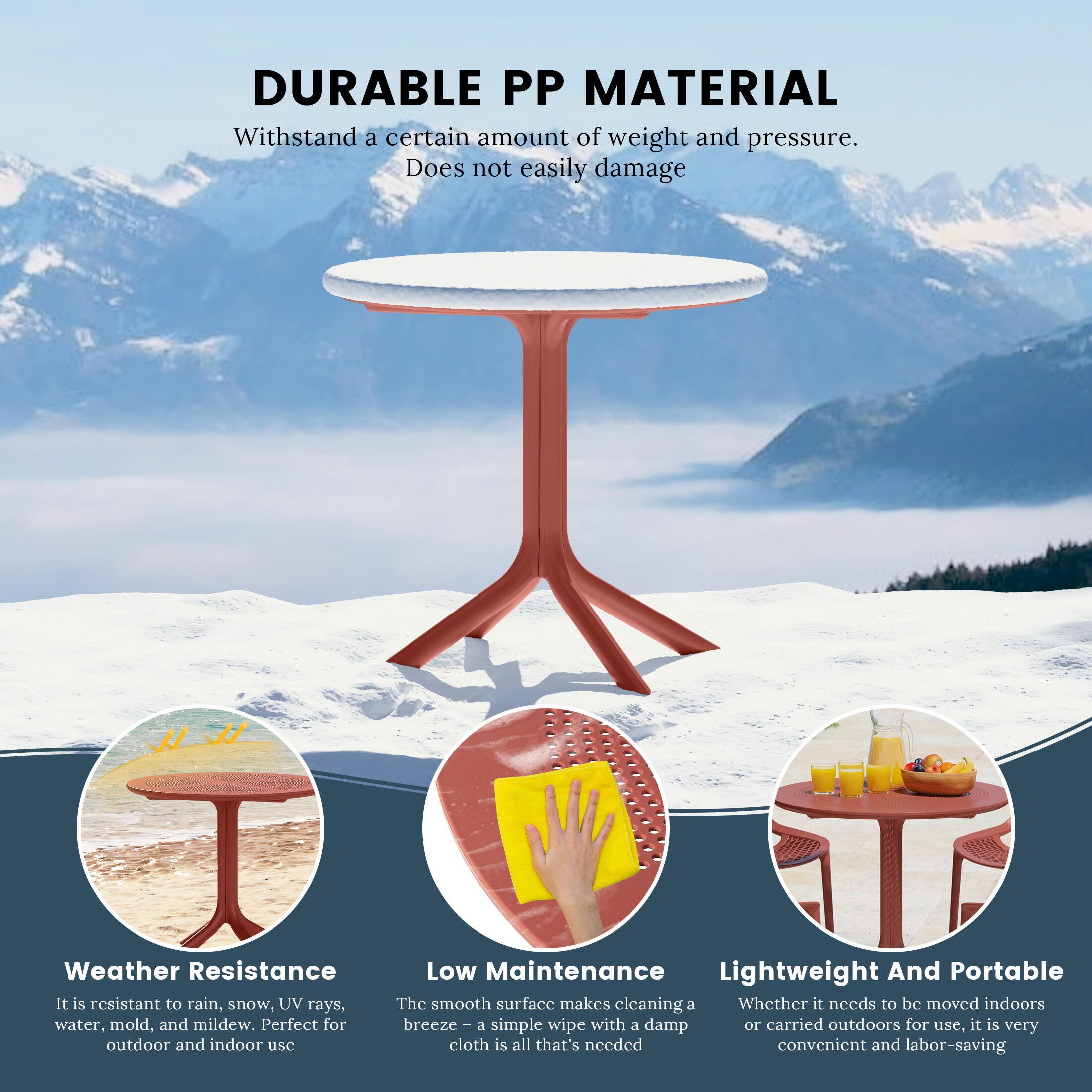 Westin Furniture Frond&Form Outdoor Round Dining Table and 4 Chairs, Red, large