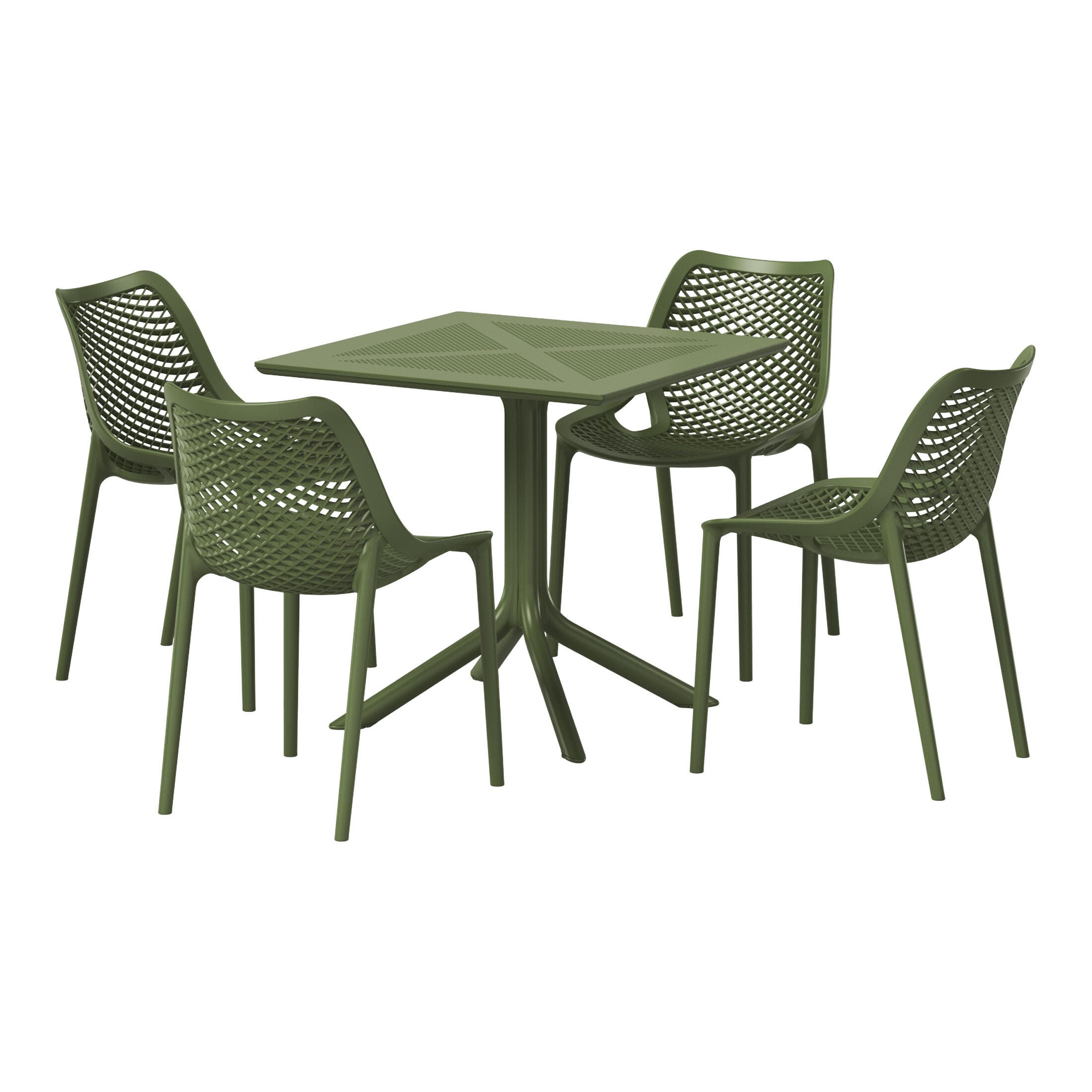 Westin Furniture Frond&Form Outdoor Square Dining Table and 4 Chairs, Olive Green, large
