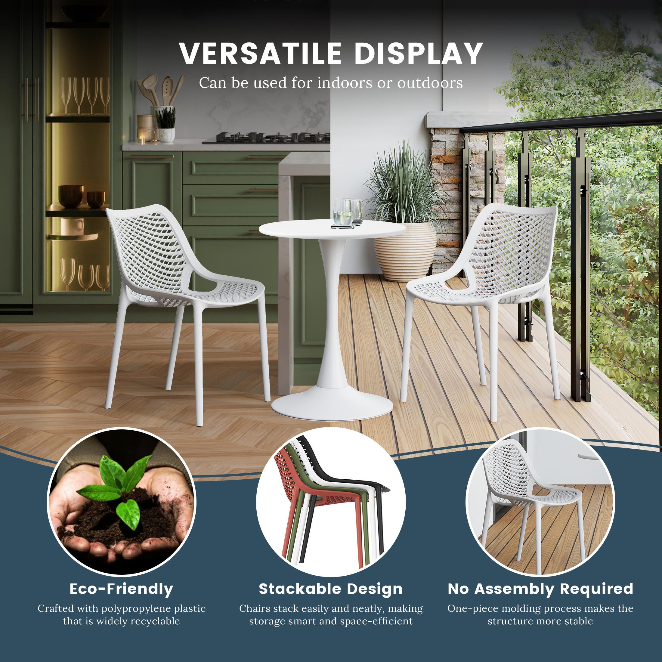 Westin Furniture Frond&Form Outdoor Square Dining Table and 4 Chairs, White, large