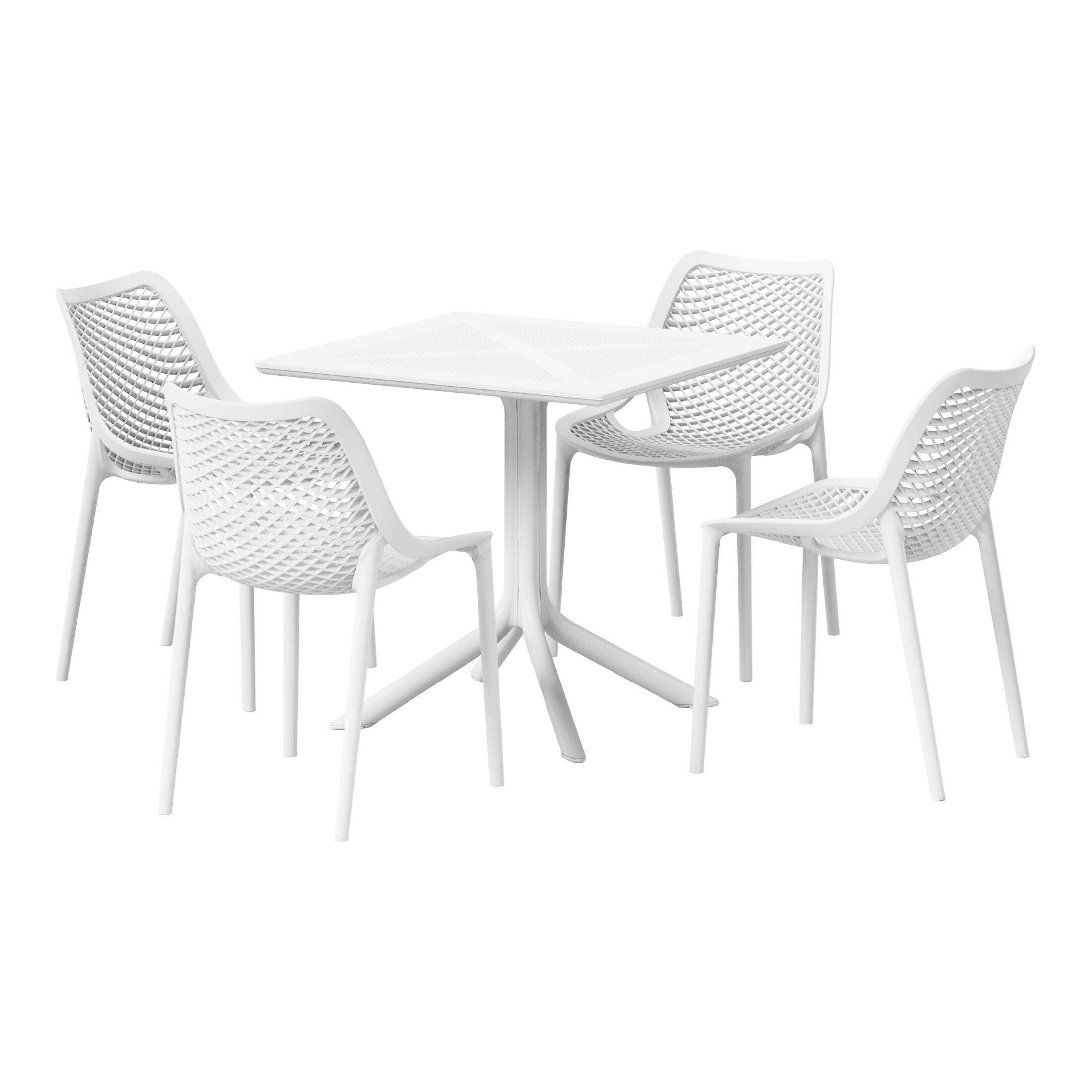 Westin Furniture Frond&Form Outdoor Square Dining Table and 4 Chairs, White, large