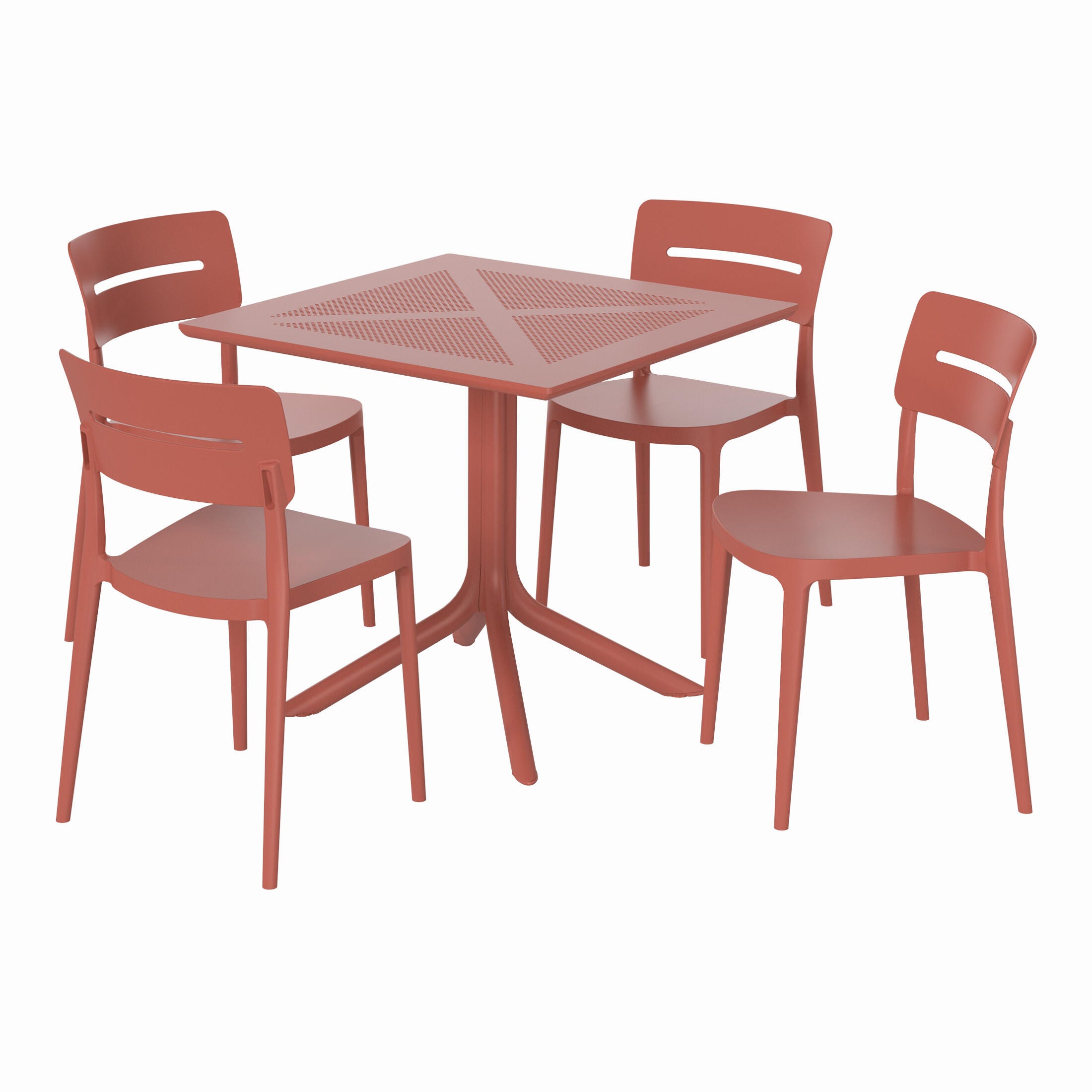 Westin Furniture Frond&Form Outdoor Square Ventilated Dining Table and 4 Chairs, Red, large