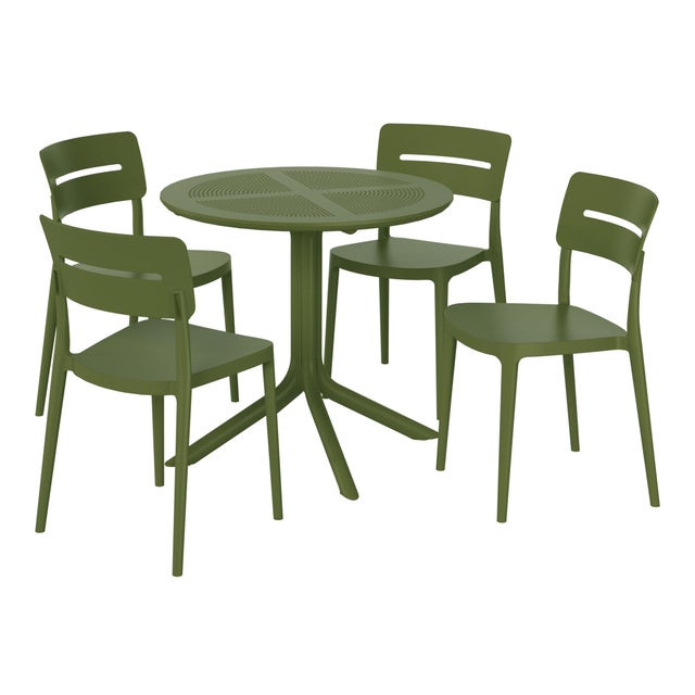 Westin Furniture Frond&Form Outdoor Round Dining Table and 4 Open Back Chairs