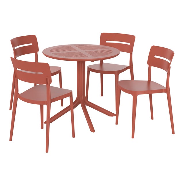 Westin Furniture Frond&Form Outdoor Round Dining Table and 4 Open Back Chairs