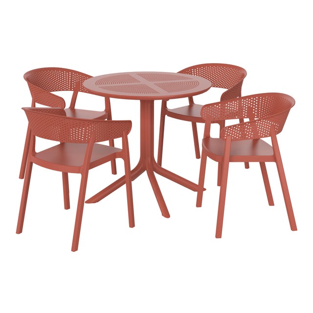 Westin Furniture Frond&Form Outdoor Round Dining Table and 4 Scoop Back Chairs