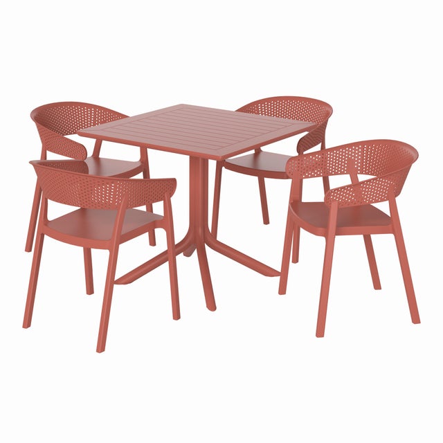 Westin Furniture Frond&Form Outdoor Square Dining Table and 4 Scoop Back Chairs