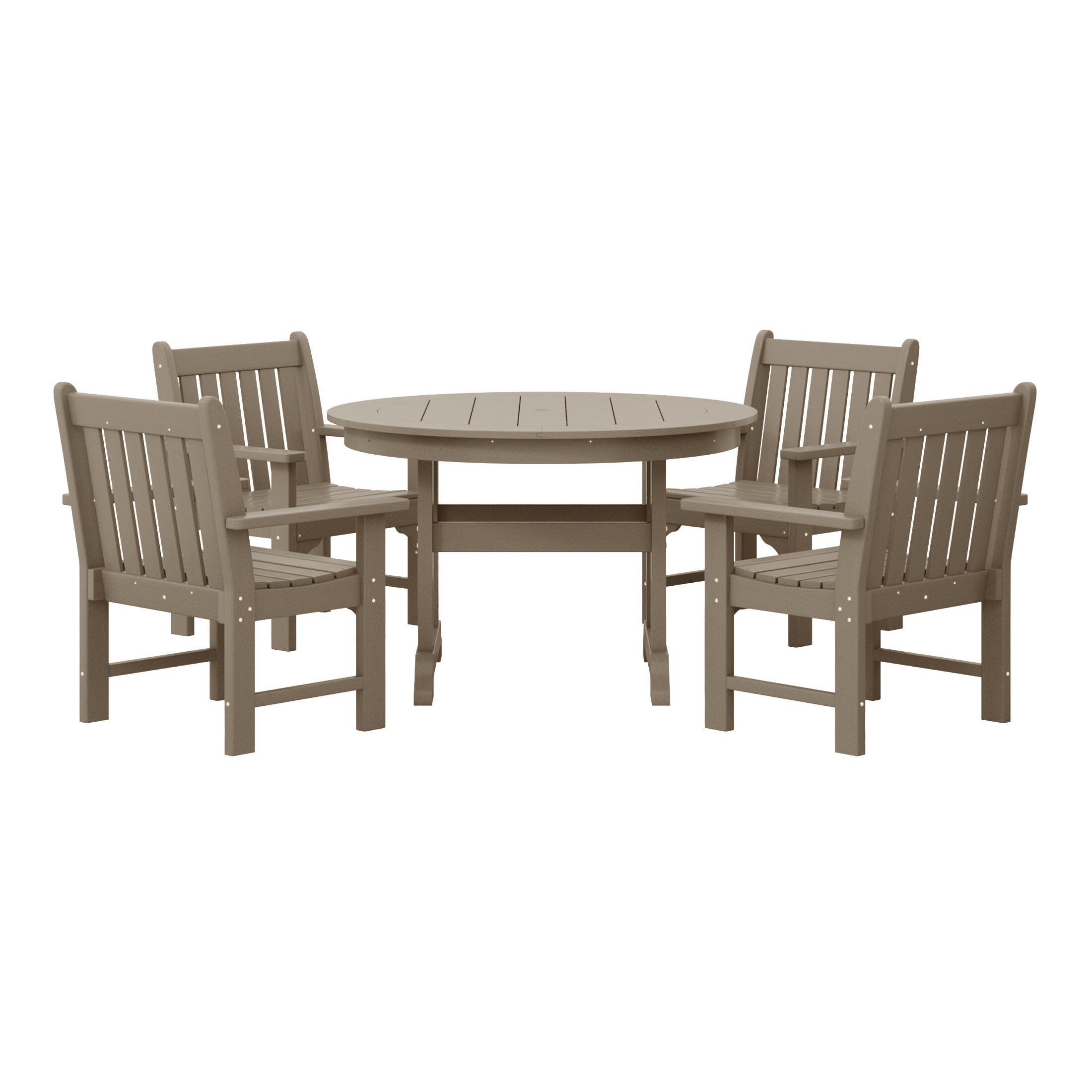 Westin Furniture Laguna Outdoor Patio Round Table and 4 Arm Chairs, Beige, large