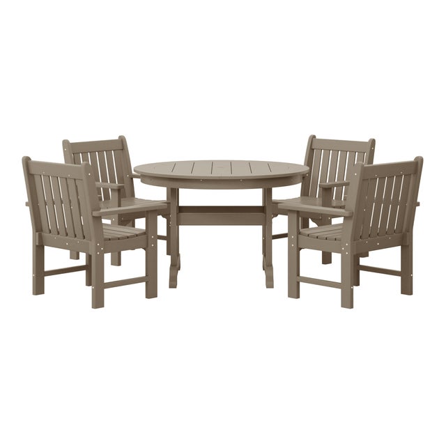 Westin Furniture Laguna Outdoor Patio Round Table and 4 Arm Chairs