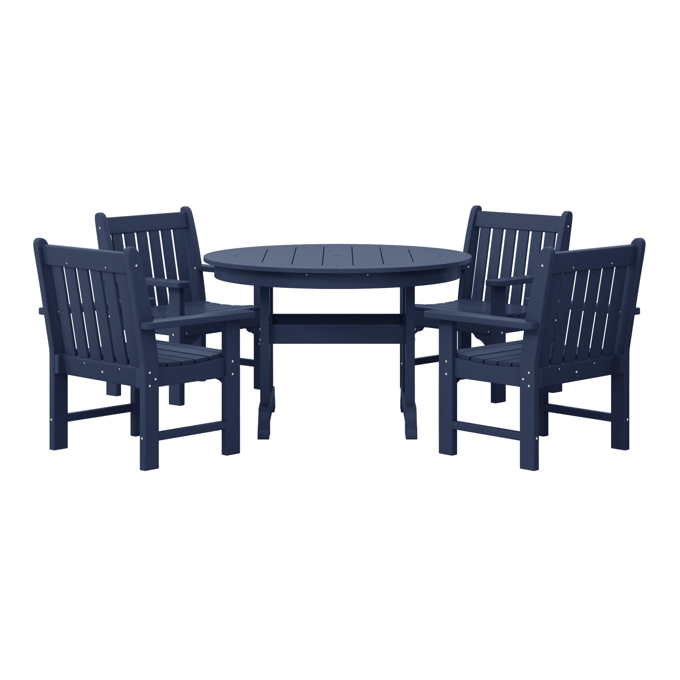 Westin Furniture Laguna Outdoor Patio Round Table and 4 Arm Chairs, Navy Blue, large