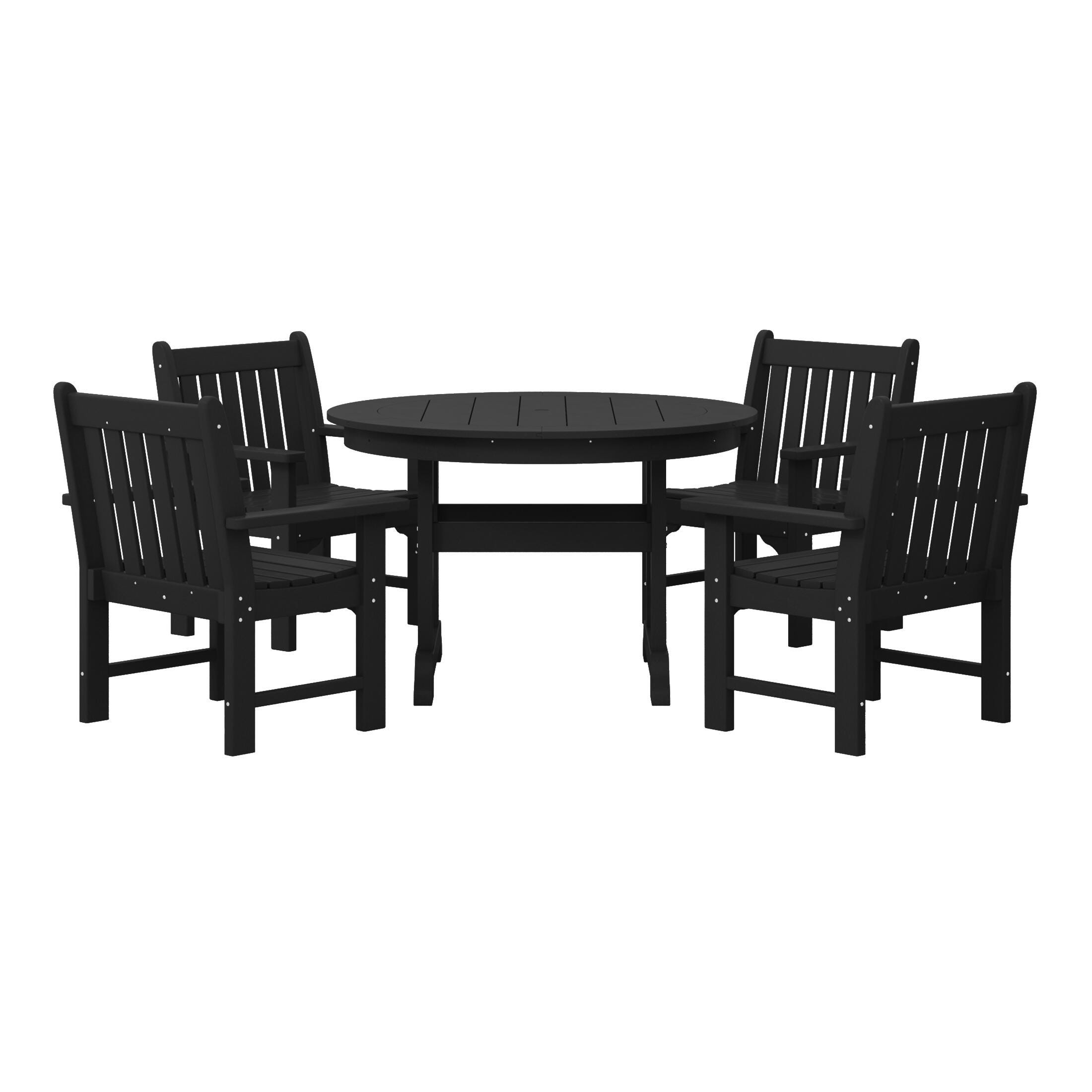 Westin Furniture Laguna Outdoor Patio Round Table and 4 Arm Chairs, Black, large