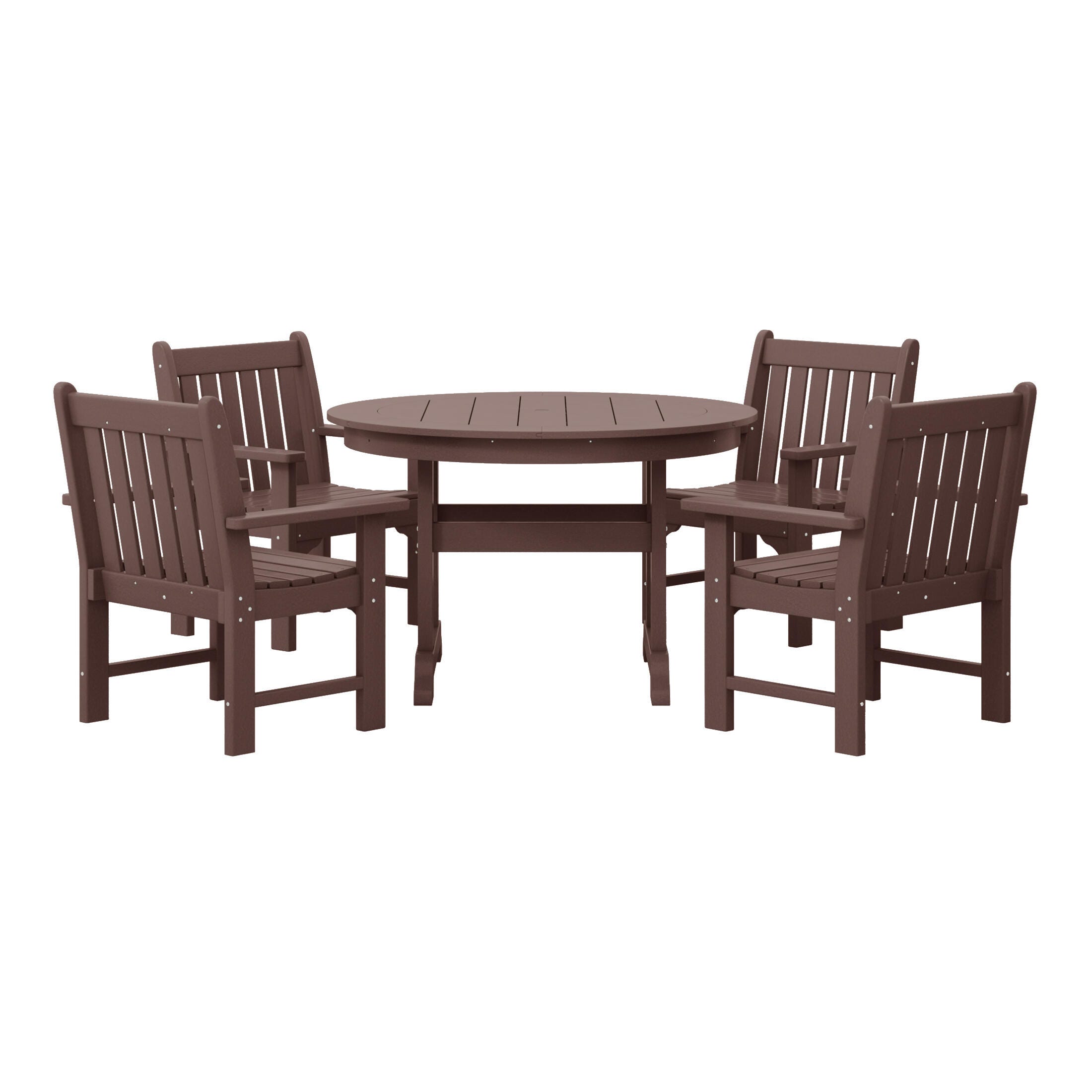 Westin Furniture Laguna Outdoor Patio Round Table and 4 Arm Chairs, Dark Brown, large