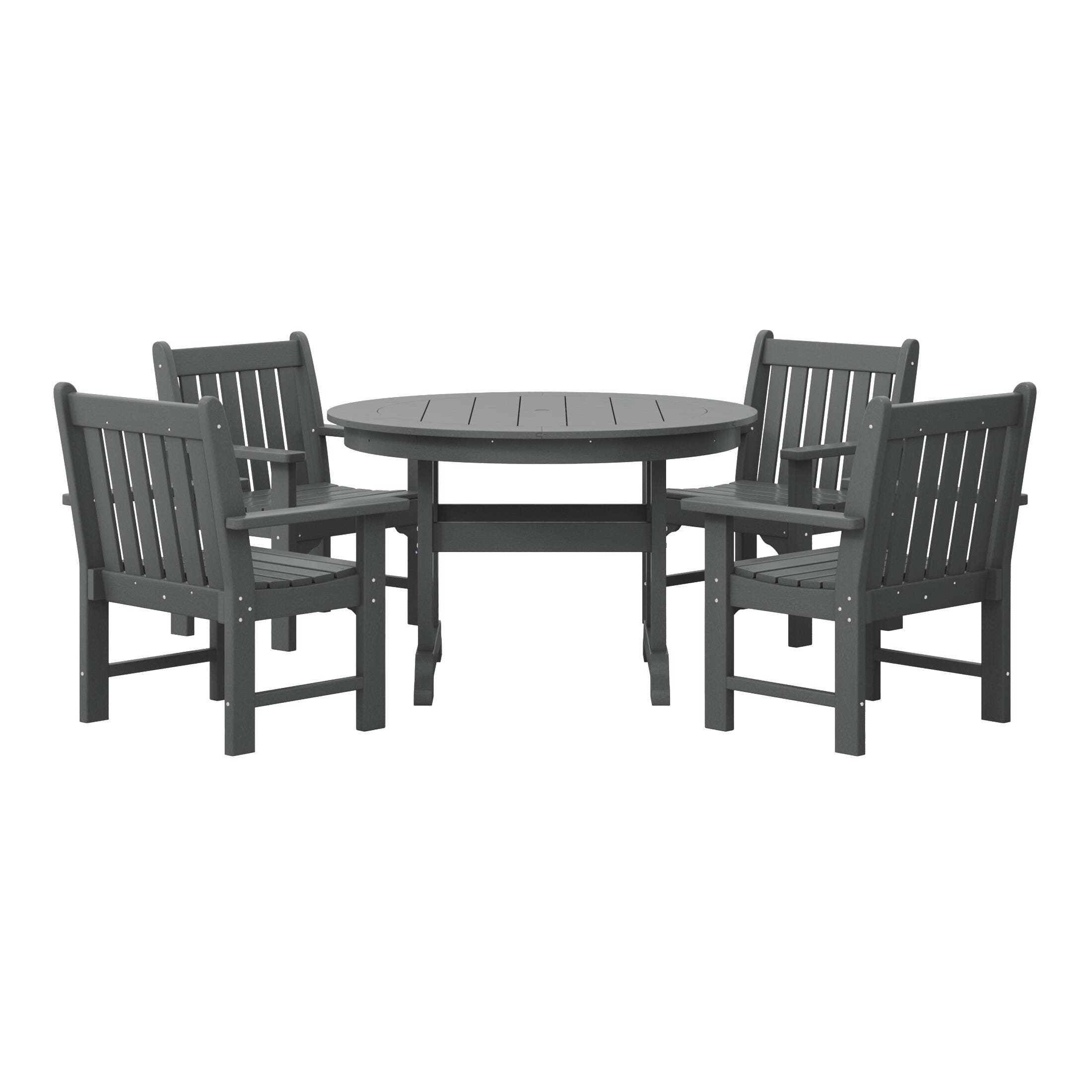 Westin Furniture Laguna Outdoor Patio Round Table and 4 Arm Chairs, Gray, large
