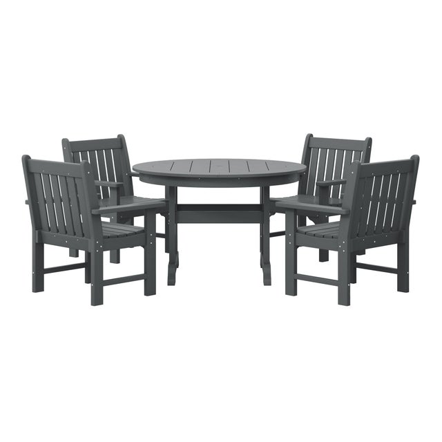 Westin Furniture Laguna Outdoor Patio Round Table and 4 Arm Chairs
