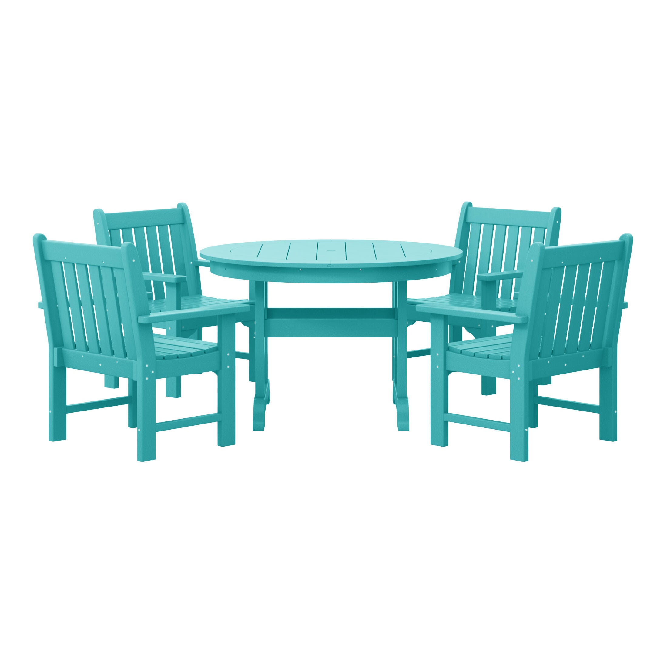 Westin Furniture Laguna Outdoor Patio Round Table and 4 Arm Chairs, Turquoise, large