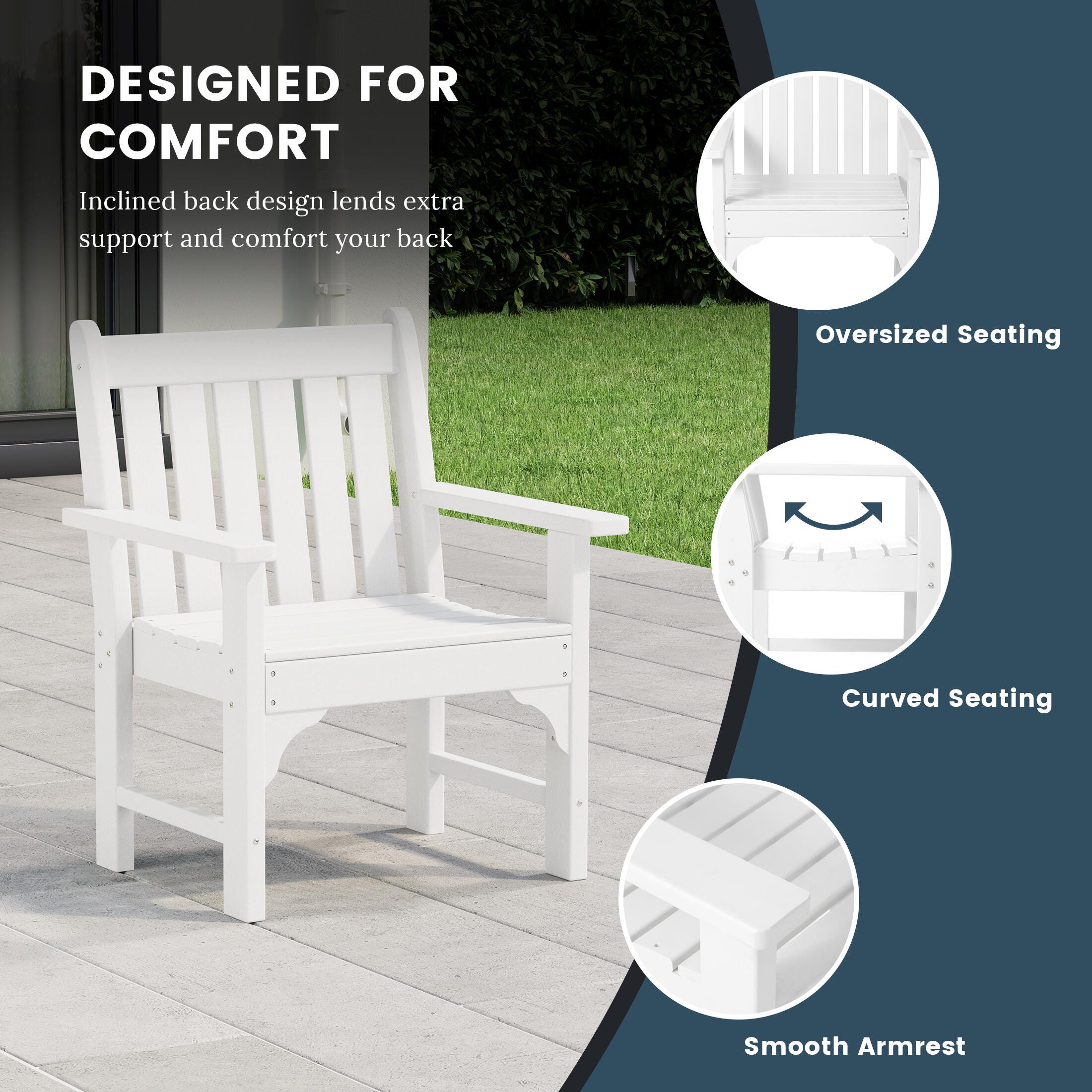 Westin Furniture Laguna Outdoor Square Dining Table and 4 Arm Chairs, White, large