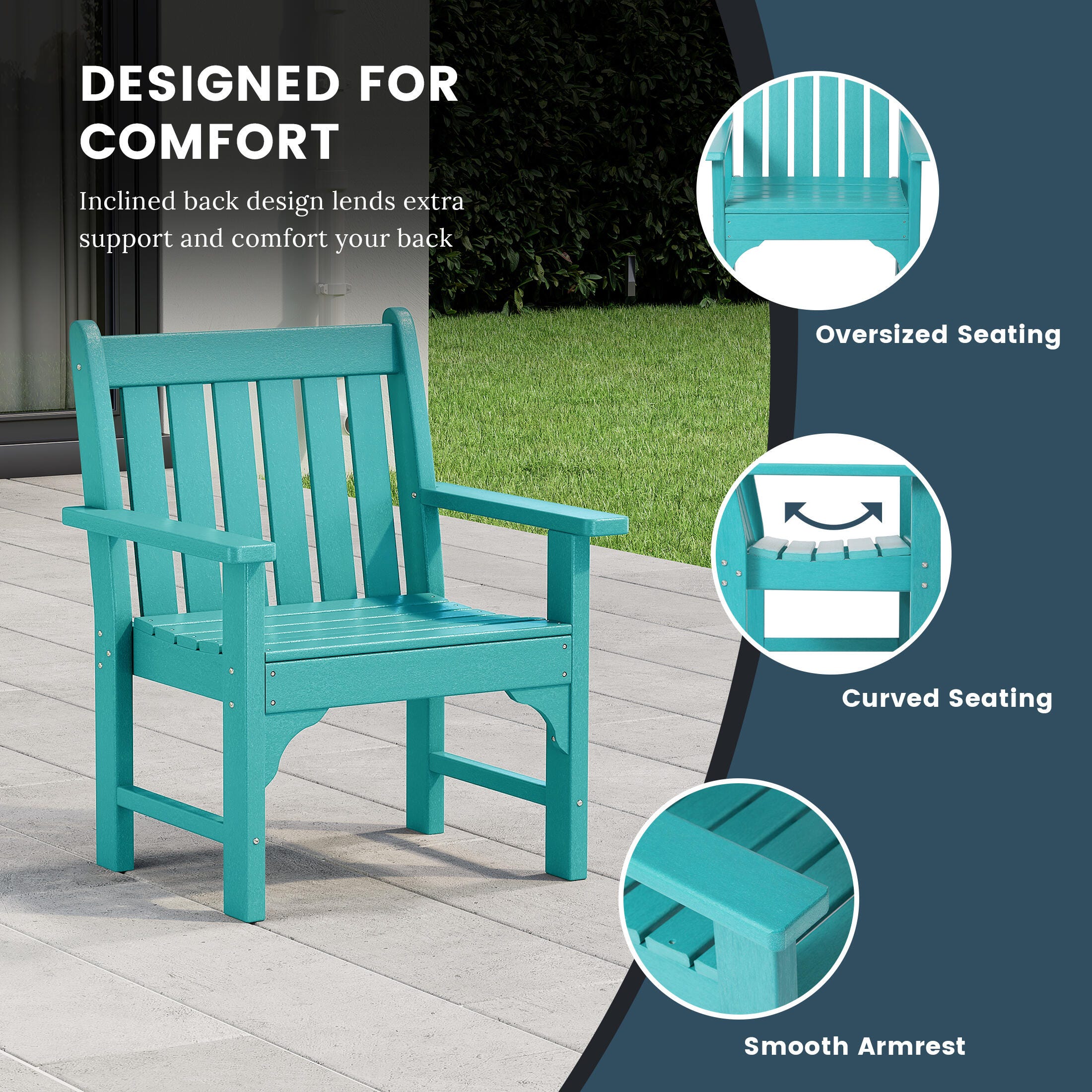 Westin Furniture Laguna Outdoor Square Dining Table and 4 Arm Chairs, Turquoise, large