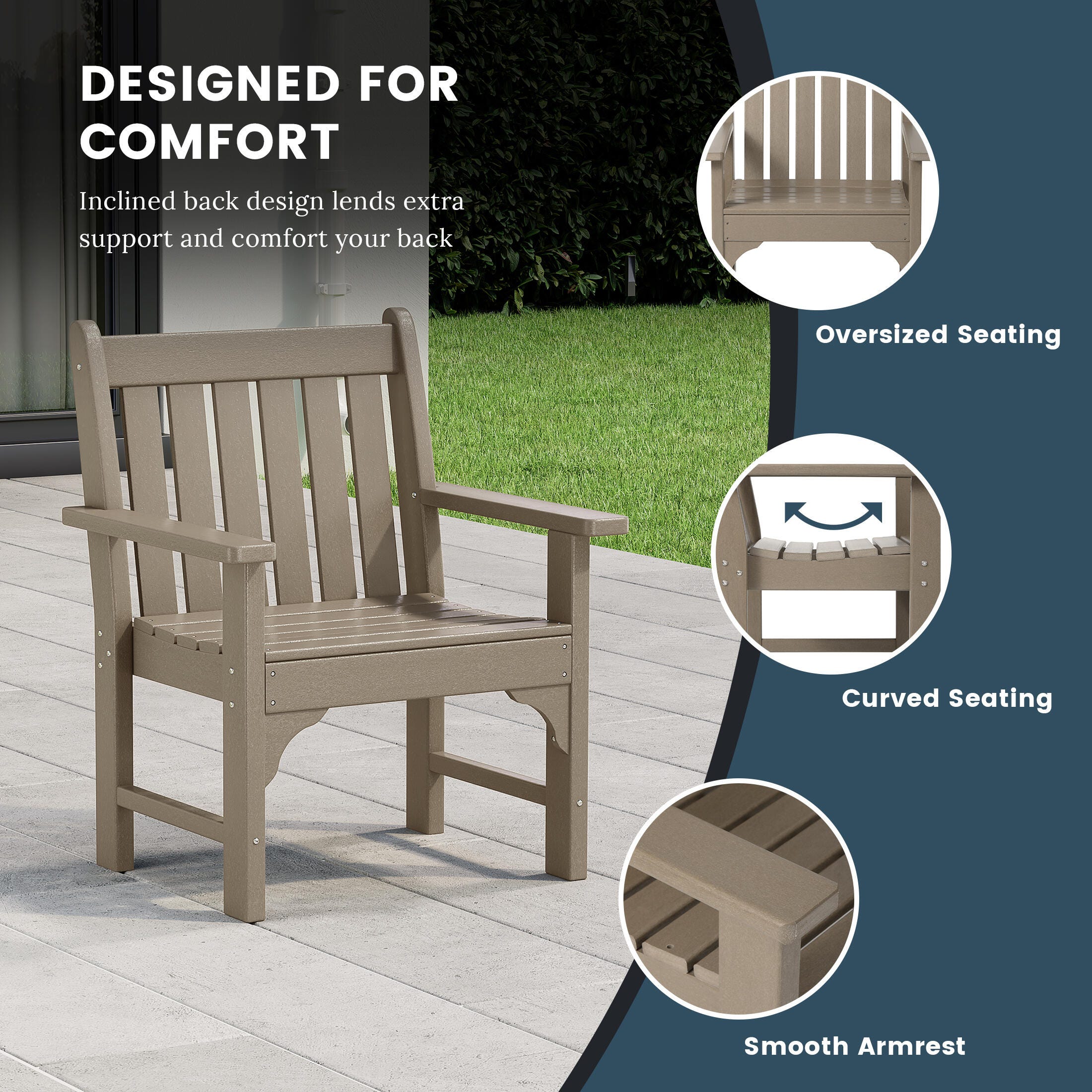 Westin Furniture Laguna Outdoor Square Dining Table and 4 Arm Chairs, Beige, large