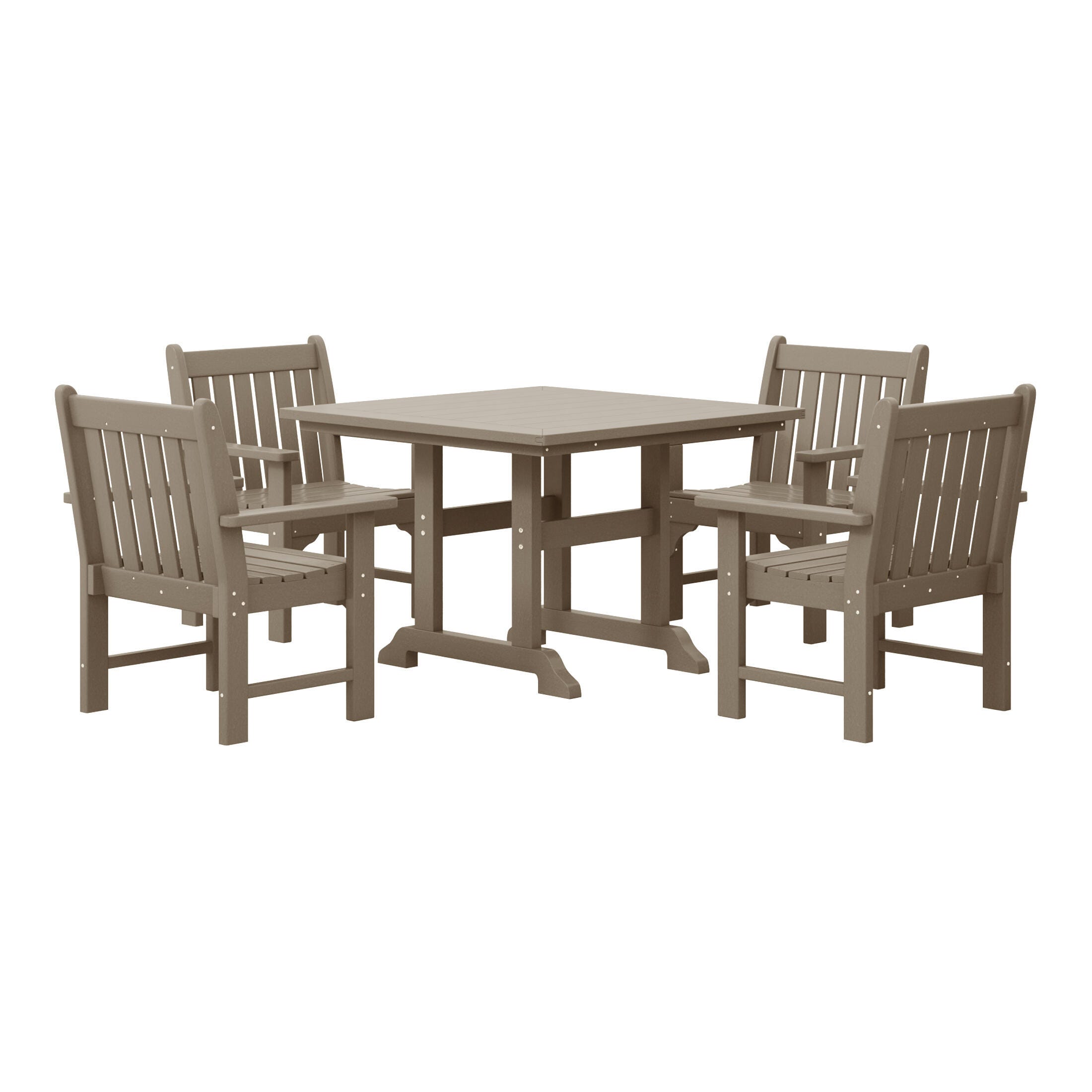 Westin Furniture Laguna Outdoor Square Dining Table and 4 Arm Chairs, Beige, large