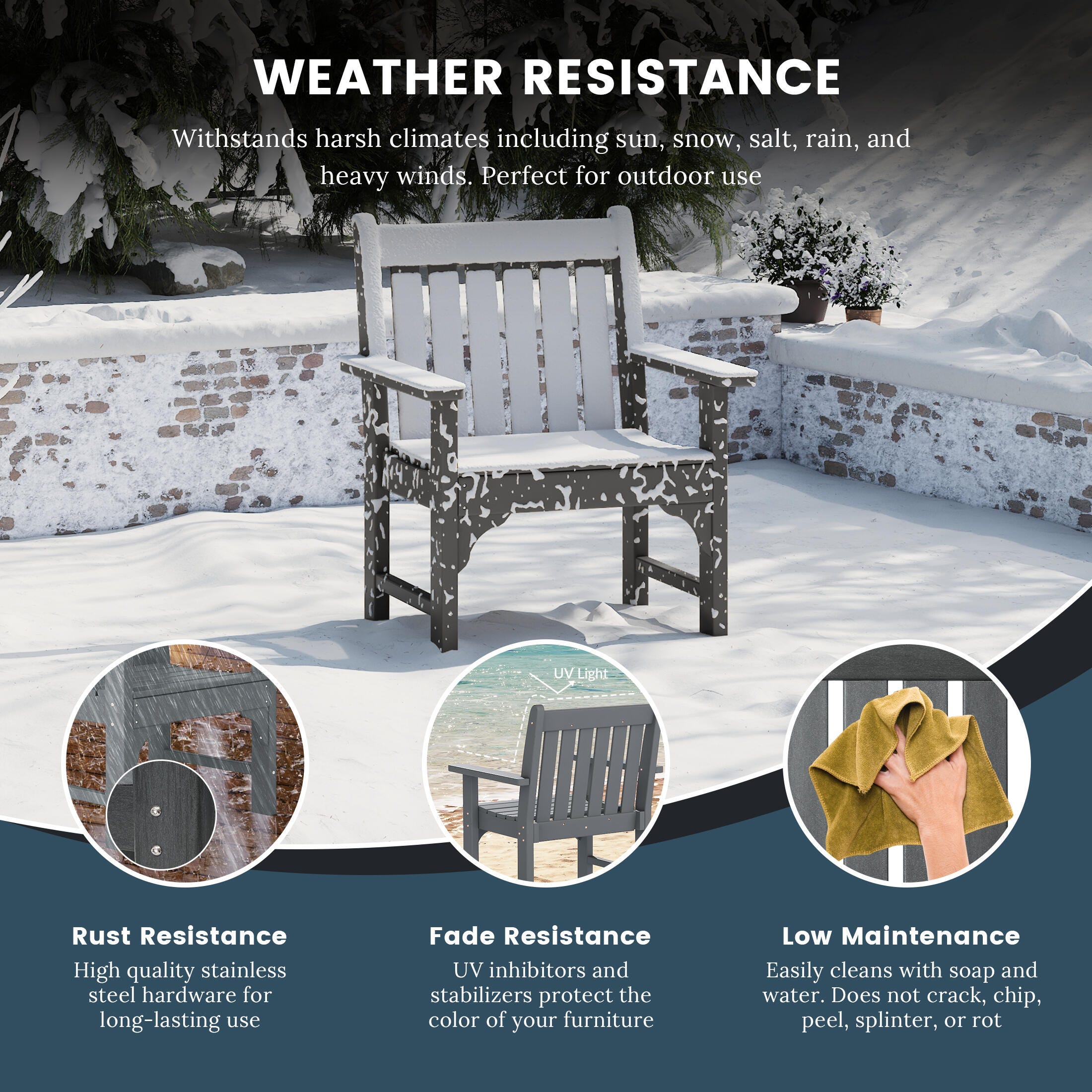 Westin Furniture Laguna Outdoor Square Dining Table and 4 Arm Chairs, Gray, large