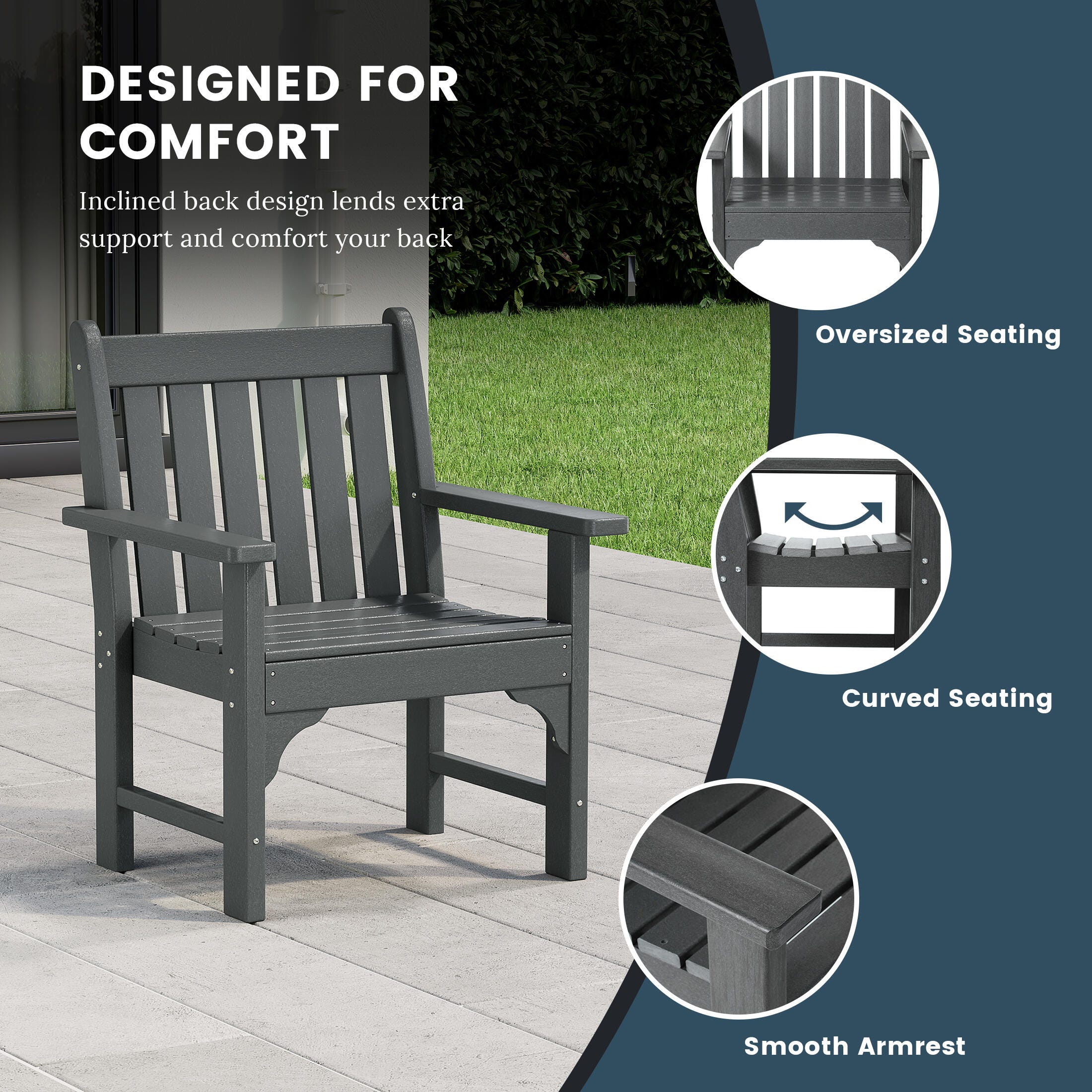 Westin Furniture Laguna Outdoor Square Dining Table and 4 Arm Chairs, Gray, large