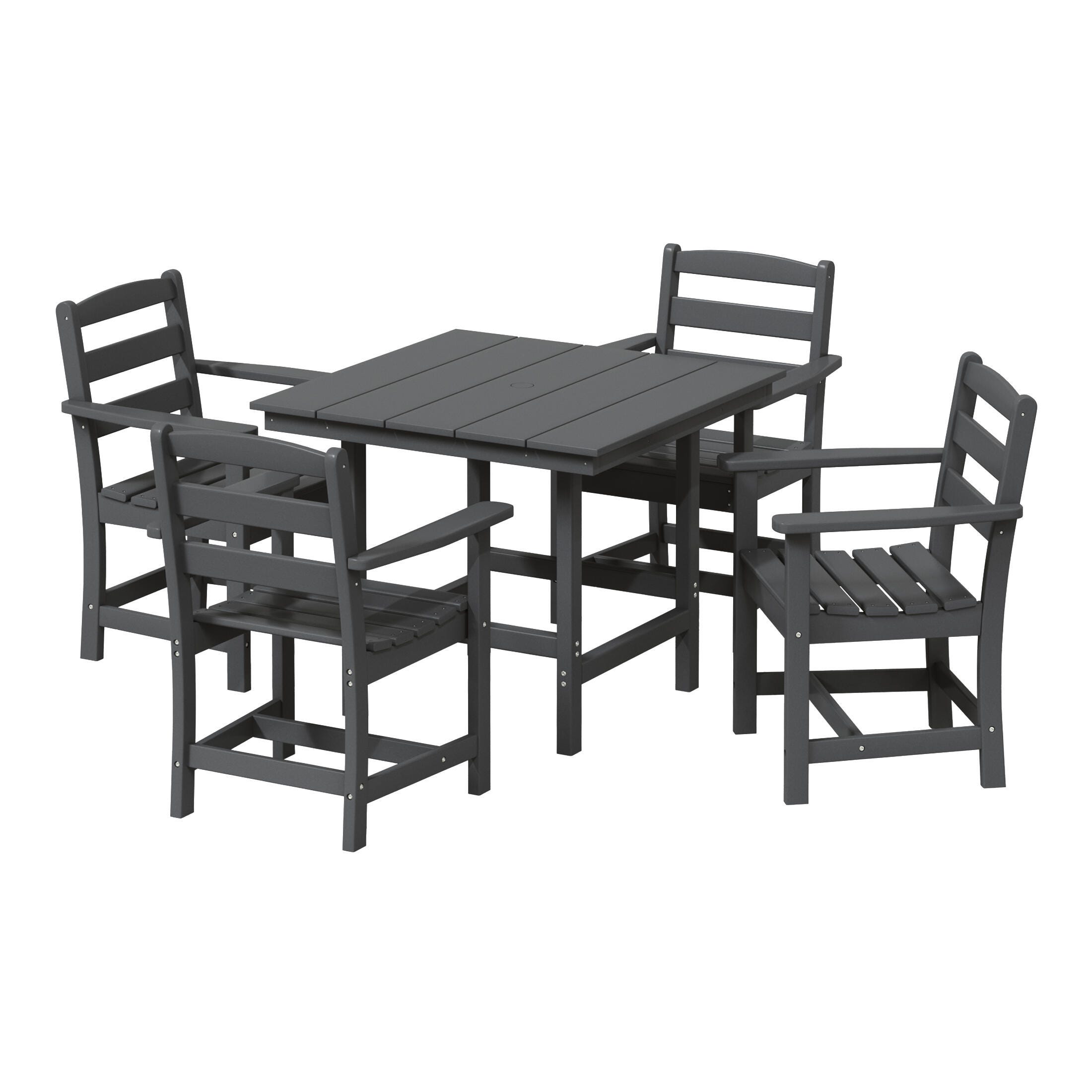 Westin Furniture Shoreside Outdoor Patio Square Table and 4 Arm Chairs, Gray, large