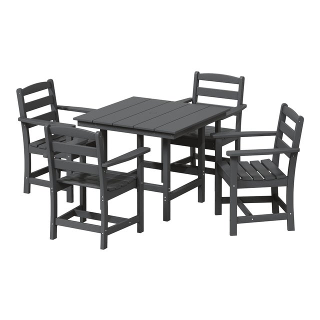 Westin Furniture Shoreside Outdoor Patio Square Table and 4 Arm Chairs