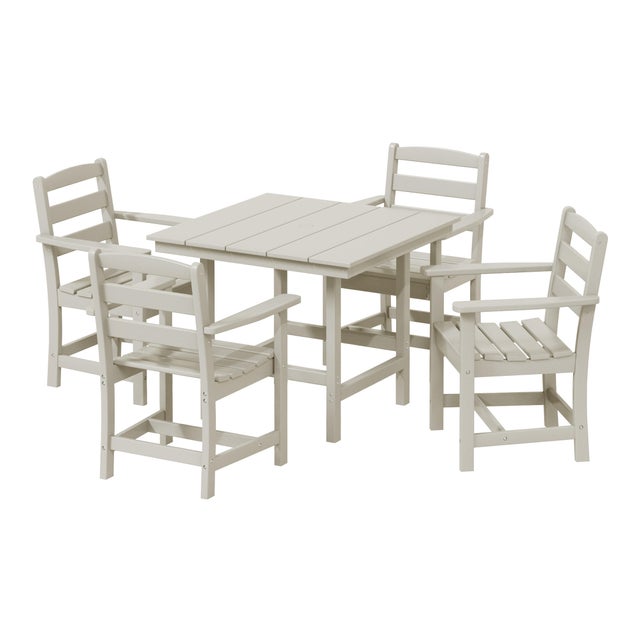 Westin Furniture Shoreside Outdoor Patio Square Table and 4 Arm Chairs