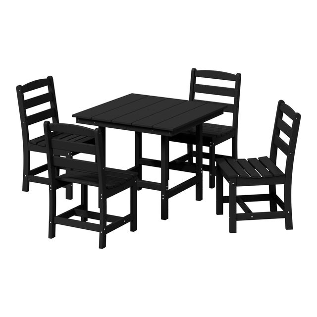 Westin Furniture Shoreside Outdoor Patio Square Table and 4 Armless Chairs