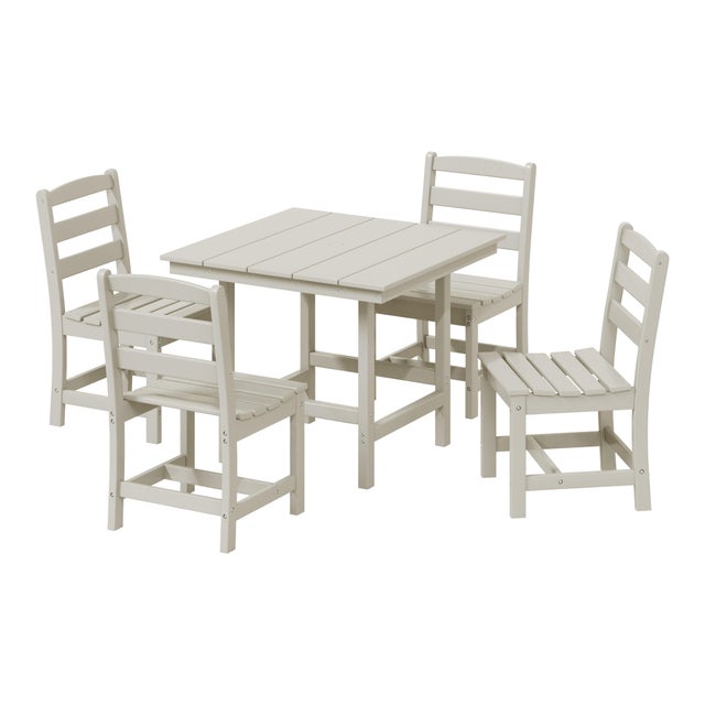 Westin Furniture Shoreside Outdoor Patio Square Table and 4 Armless Chairs
