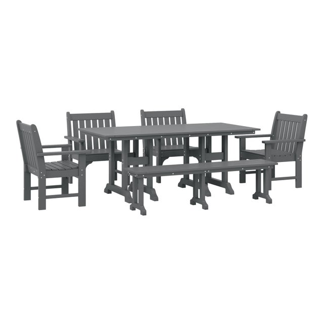 Westin Furniture Laguna Outdoor Dining Table and 4 Arm Chairs and Bench