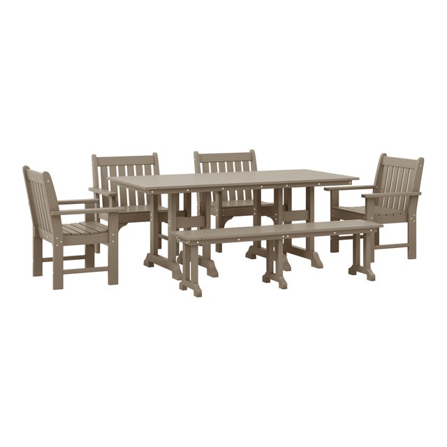 Westin Furniture Laguna Outdoor Dining Table and 4 Arm Chairs and Bench