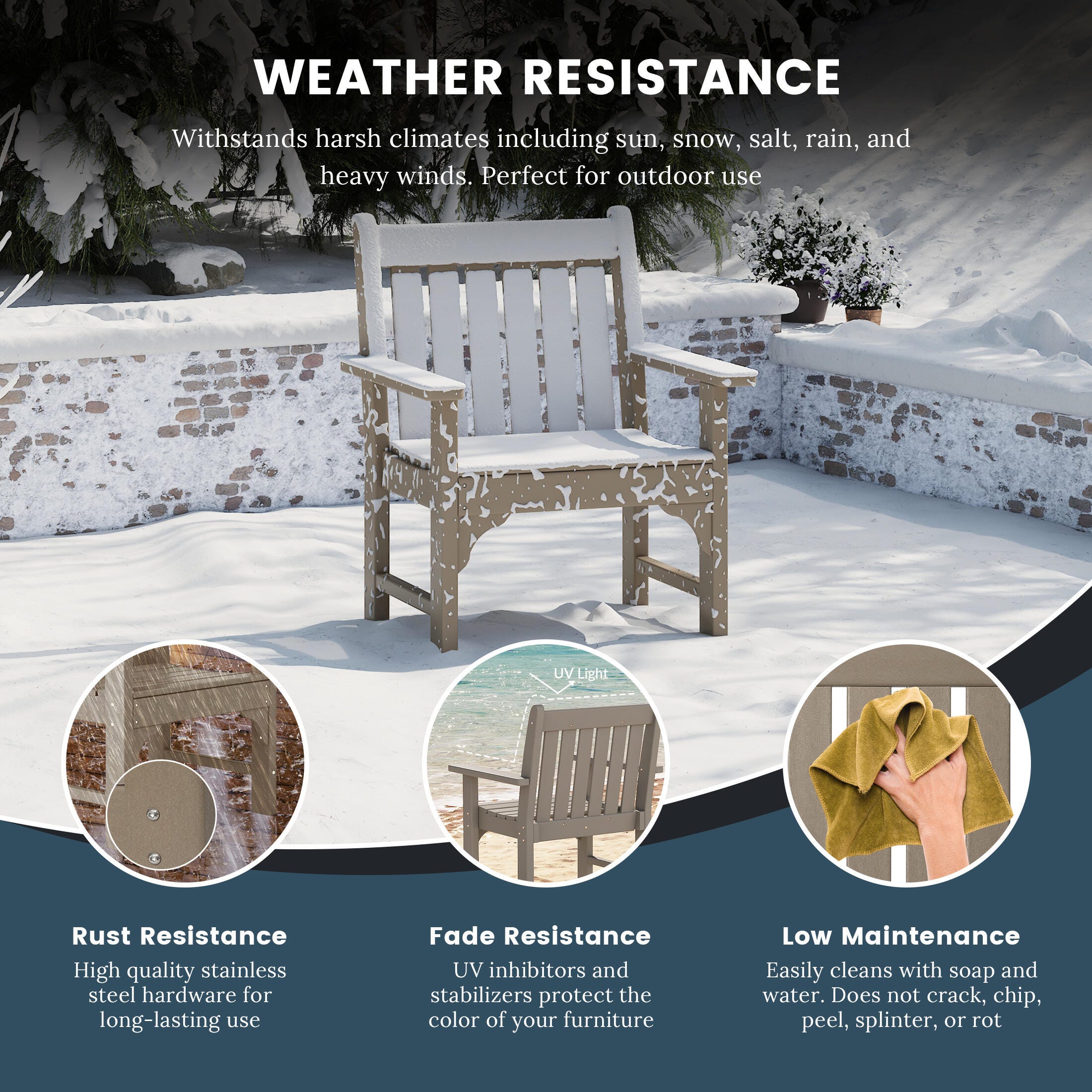 Westin Furniture Laguna Outdoor Dining Table and 6 Arm Chairs, Beige, large