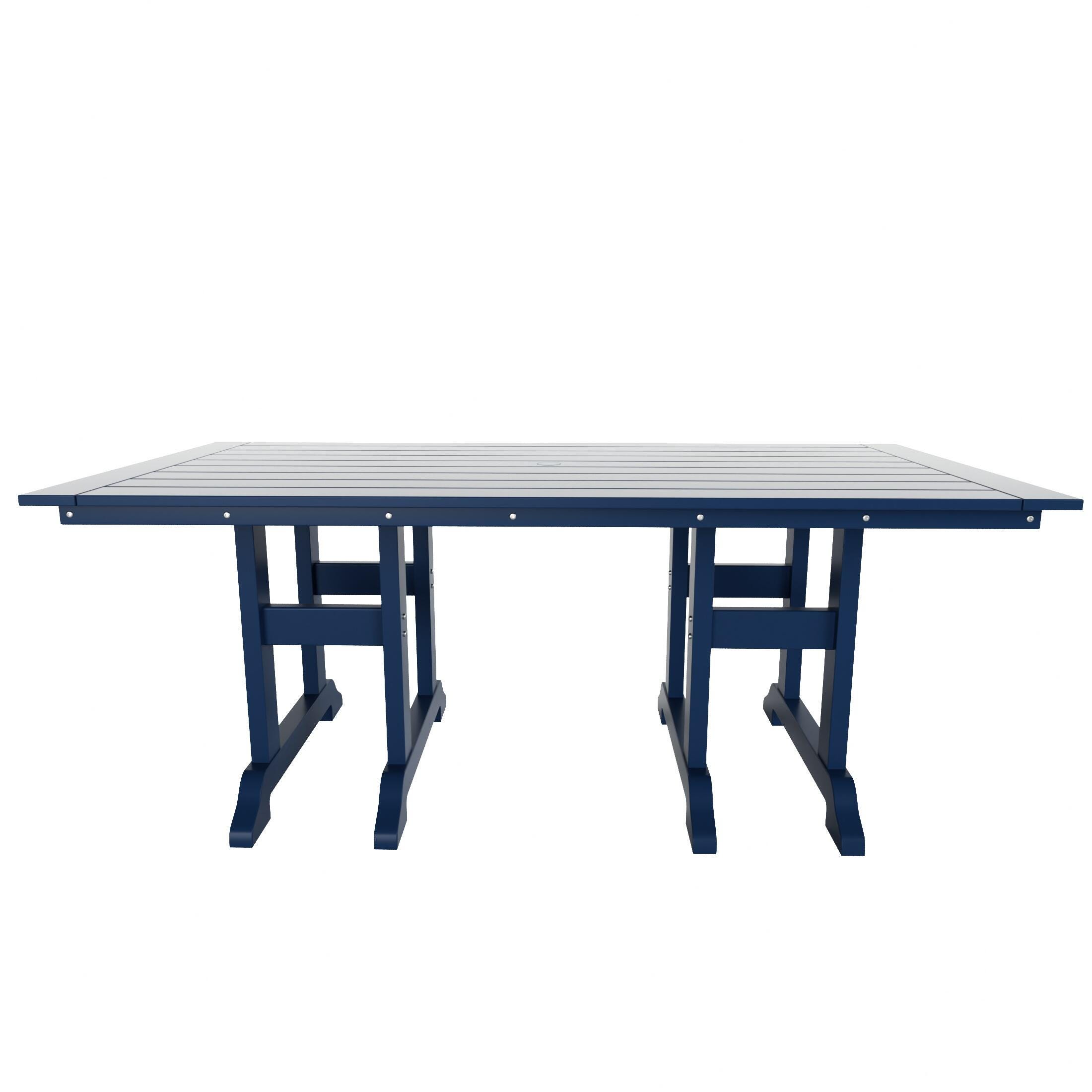 Westin Furniture Laguna Outdoor Dining Table and 6 Arm Chairs, Navy Blue, large