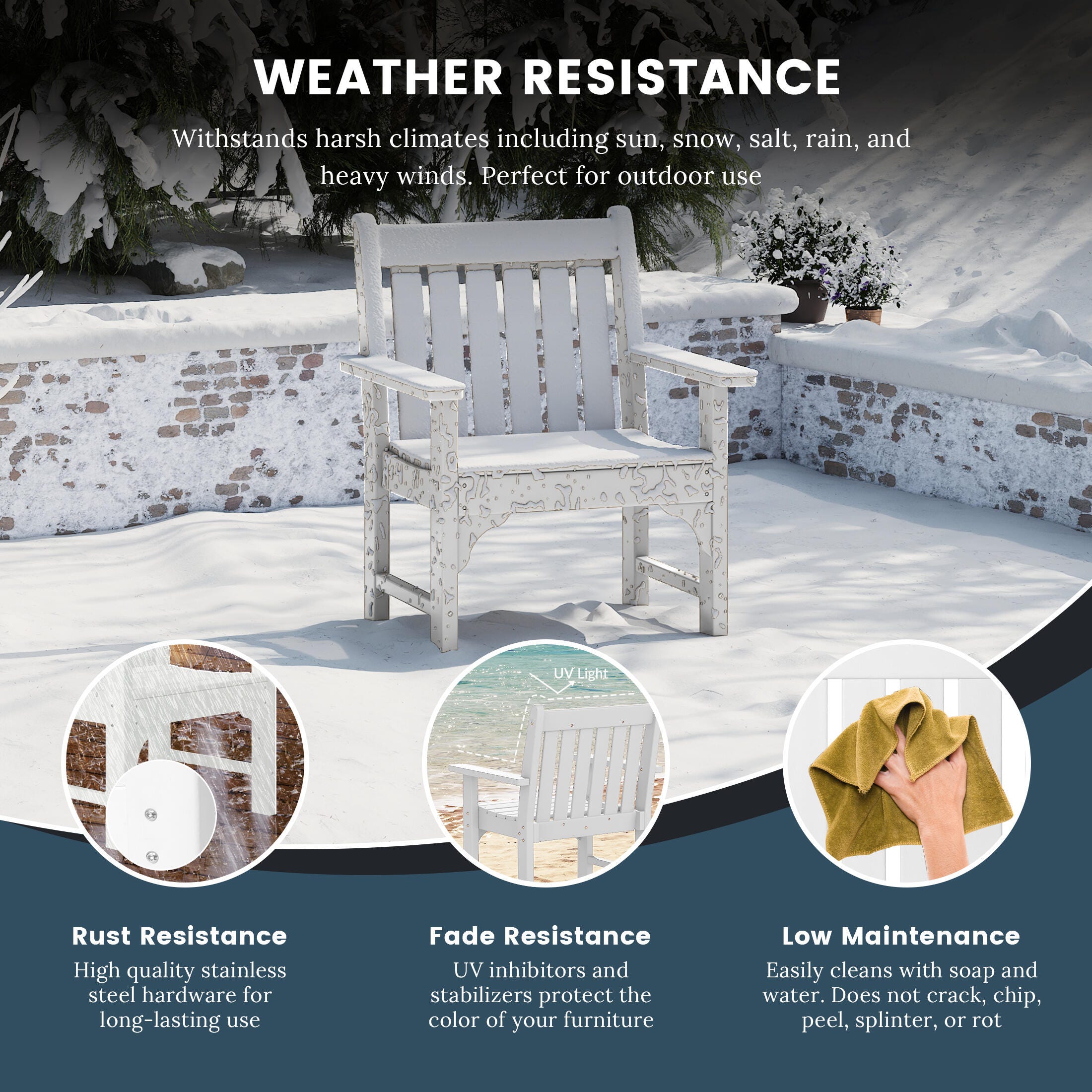 Westin Furniture Laguna Outdoor Dining Table and 6 Arm Chairs, White, large