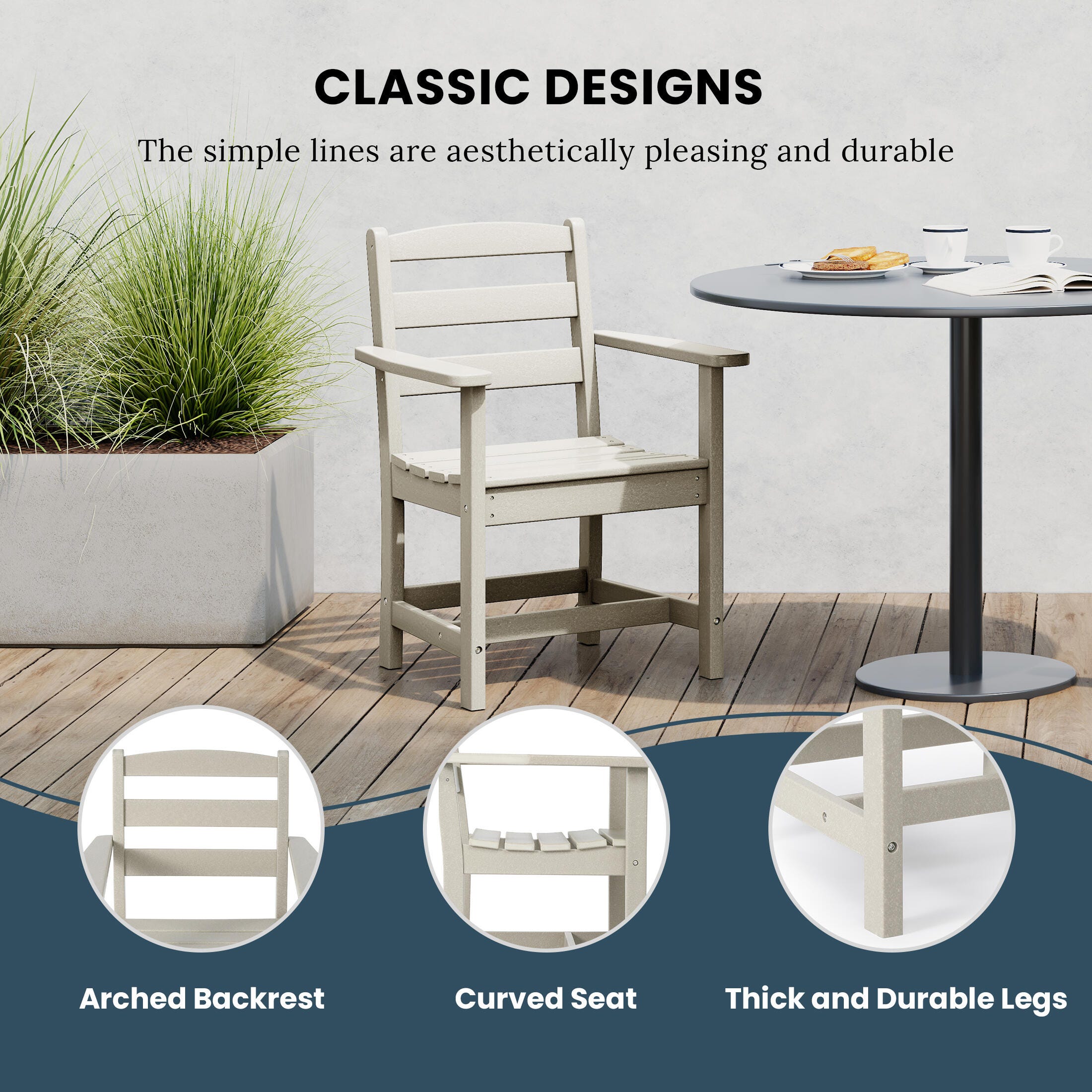 Westin Furniture Shoreside Outdoor Dining Table and 6 Arm Chairs, Sand, large