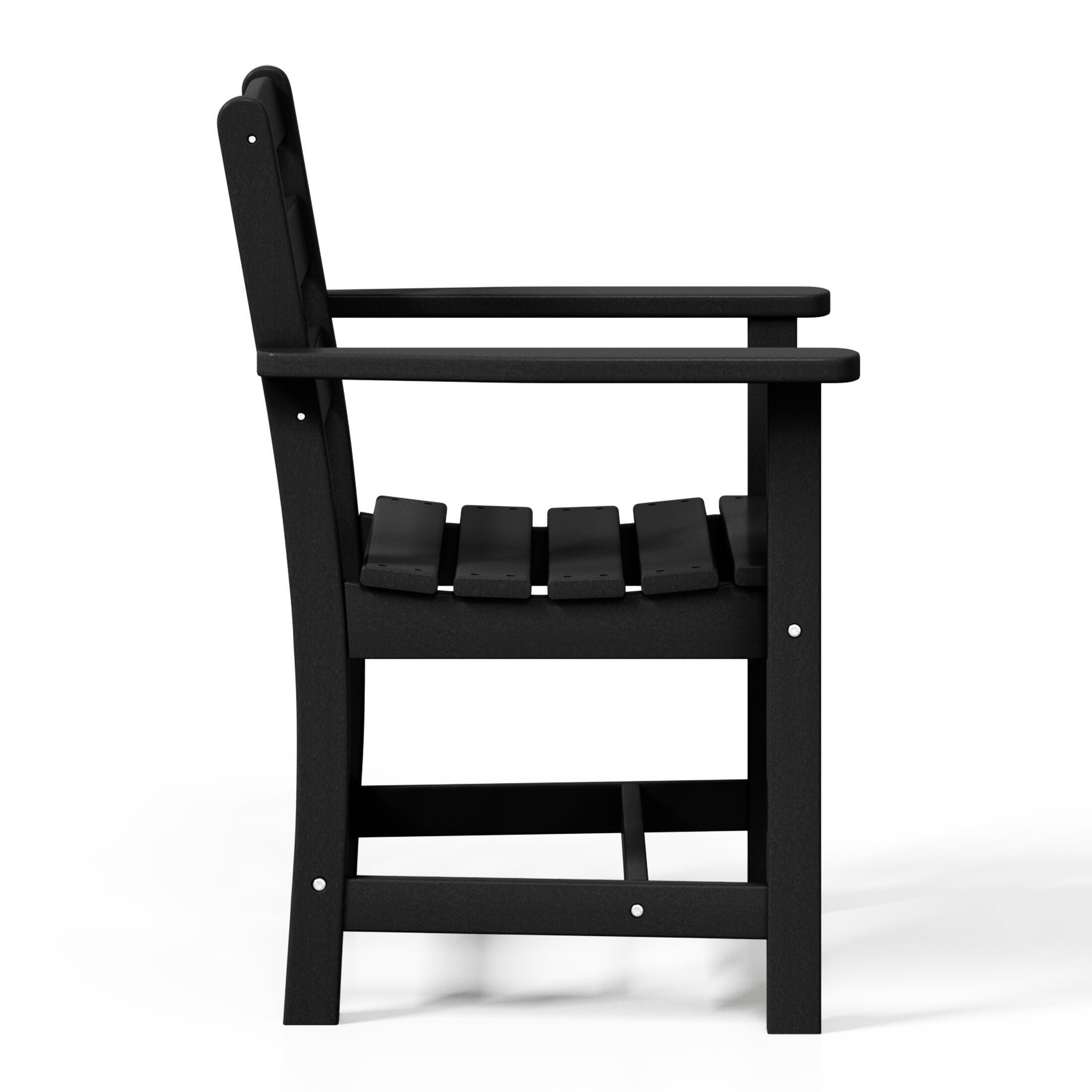 Westin Furniture Shoreside Outdoor Dining Table and 6 Arm Chairs, Black, large
