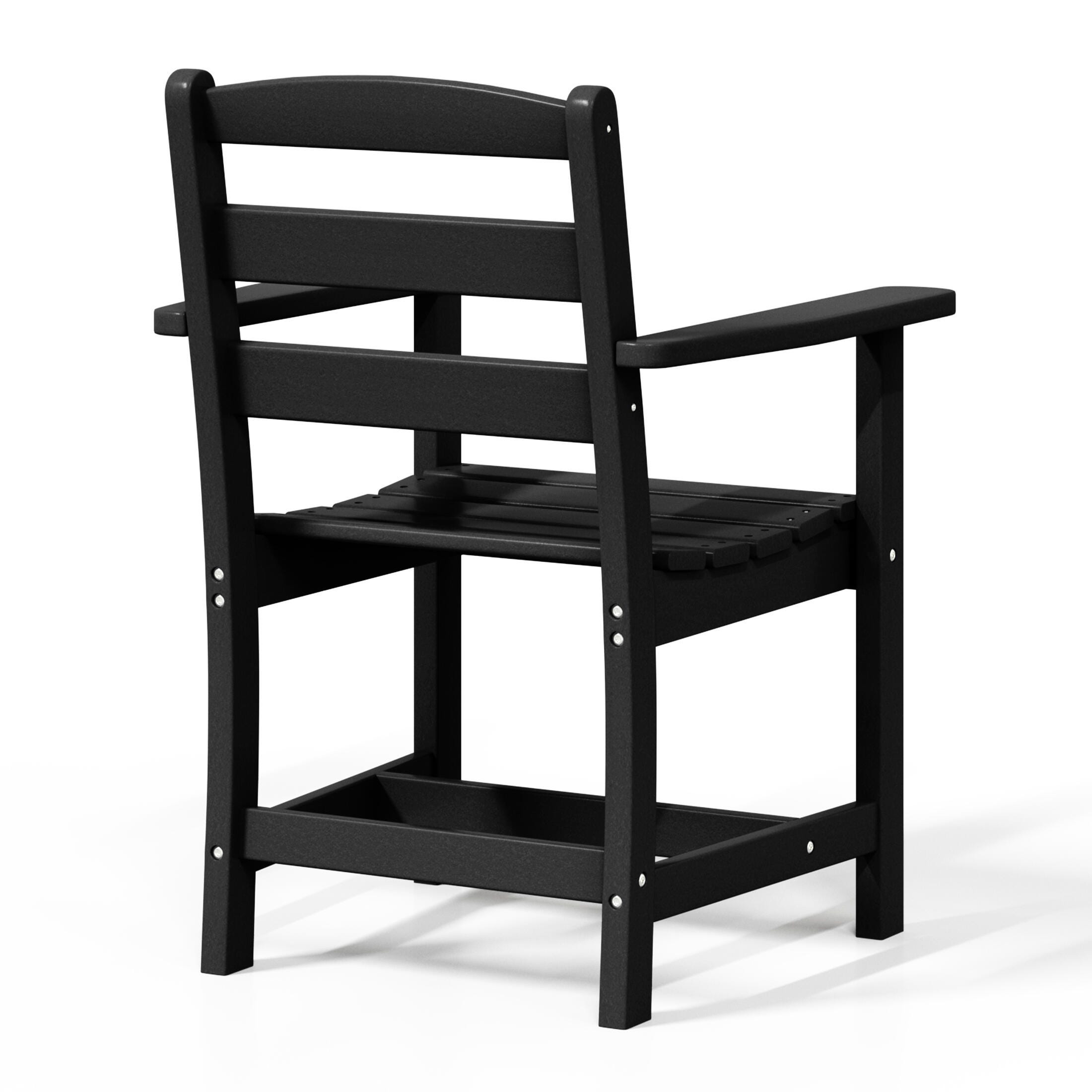 Westin Furniture Shoreside Outdoor Dining Table and 6 Arm Chairs, Black, large