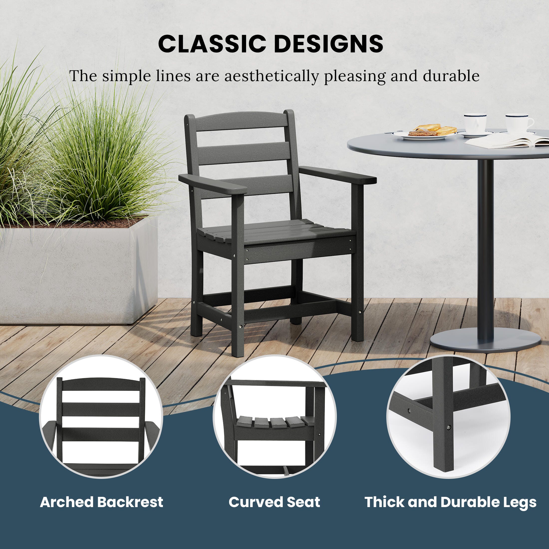 Westin Furniture Shoreside Outdoor Dining Table and 6 Arm Chairs, Gray, large