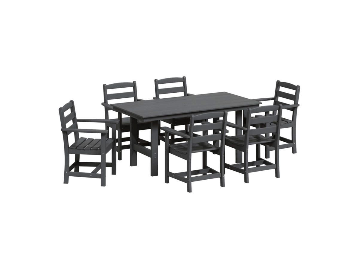 Westin Furniture Shoreside Outdoor Dining Table and 6 Arm Chairs, Gray, large