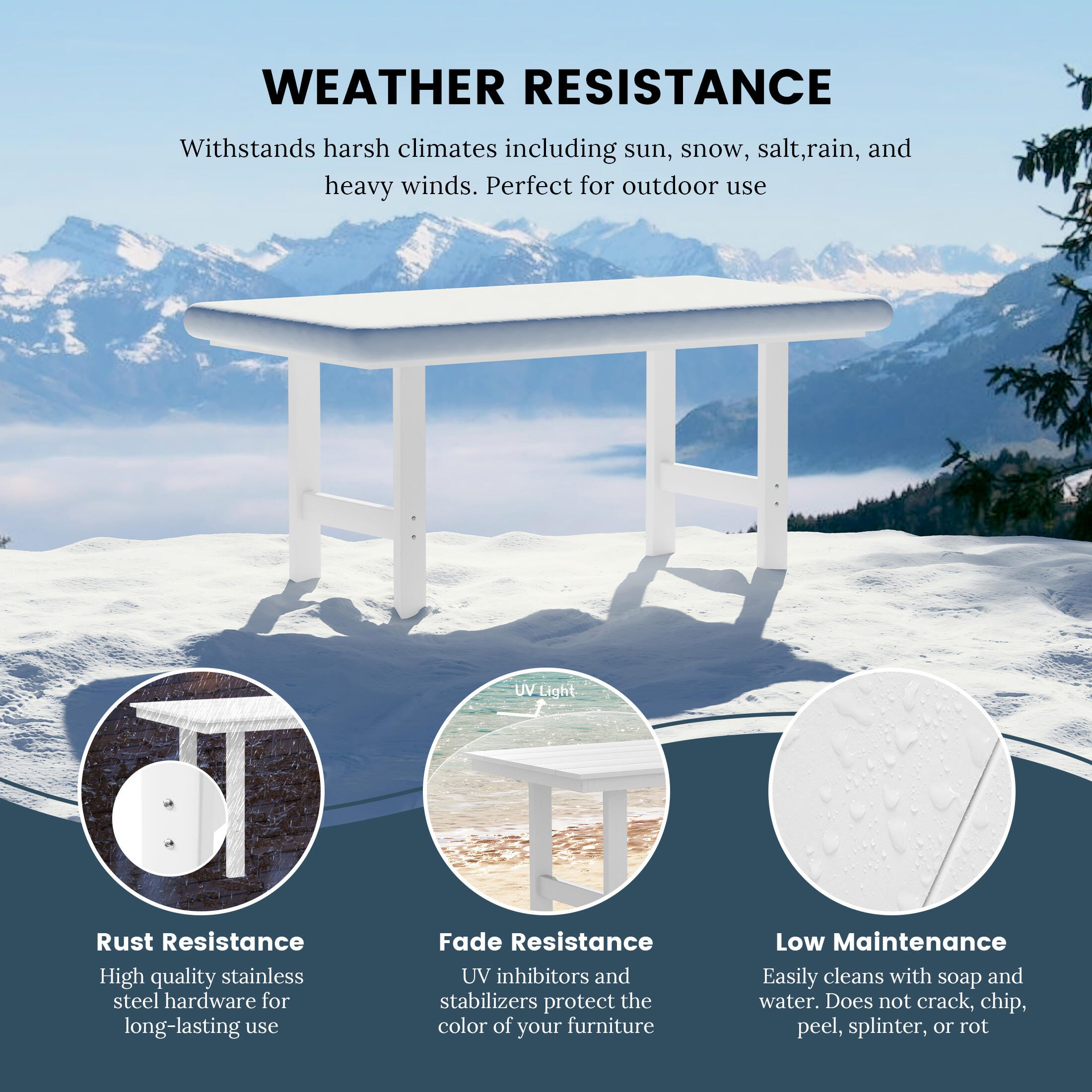 Westin Furniture Shoreside Outdoor Dining Table and 6 Arm Chairs, White, large