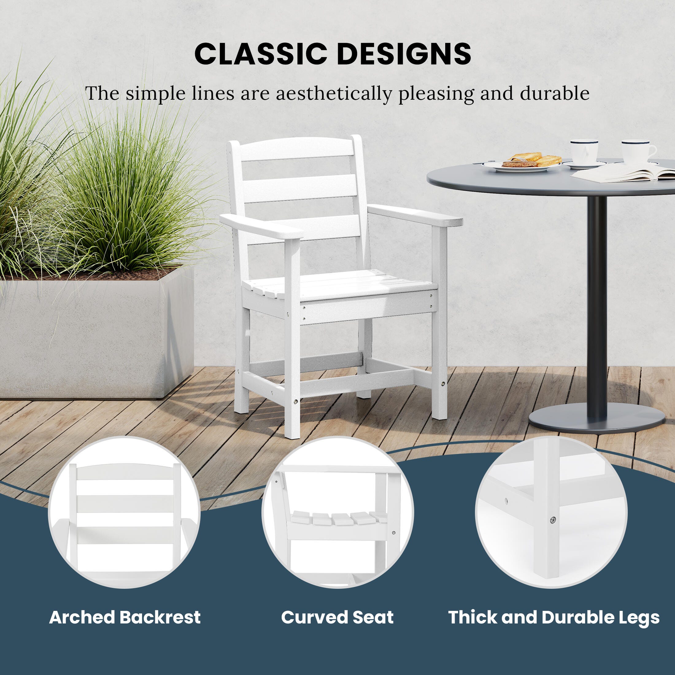 Westin Furniture Shoreside Outdoor Dining Table and 6 Arm Chairs, White, large