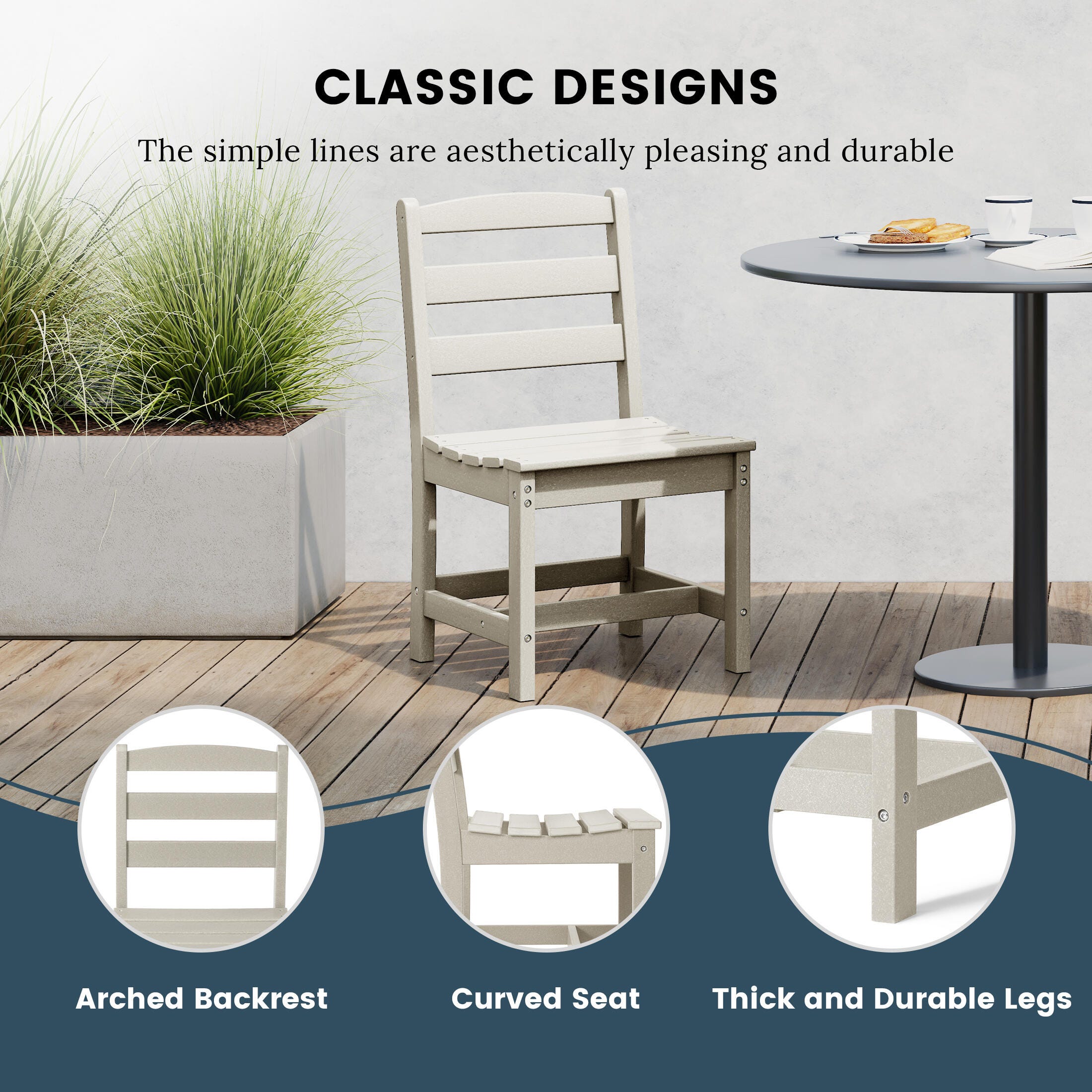 Westin Furniture Shoreside Outdoor Dining Table and 6 Armless Chairs, Sand, large