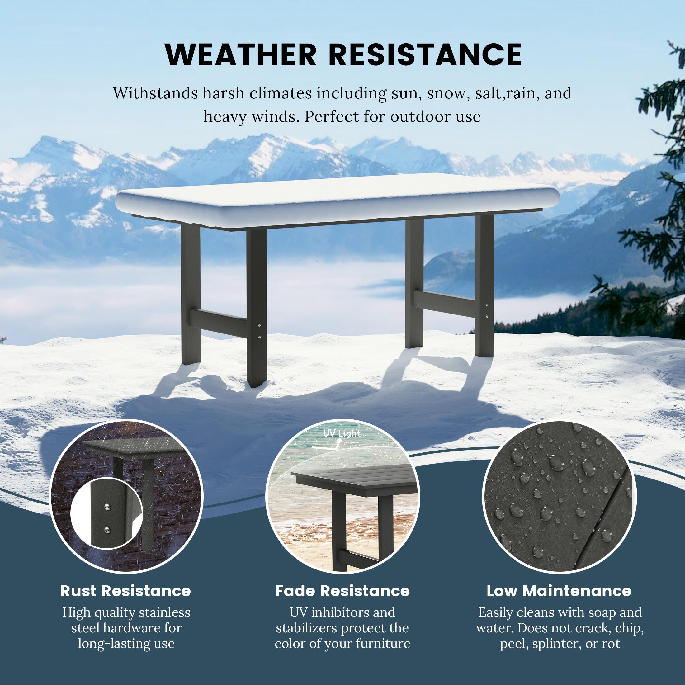 Westin Furniture Shoreside Outdoor Dining Table and 6 Armless Chairs, Gray, large
