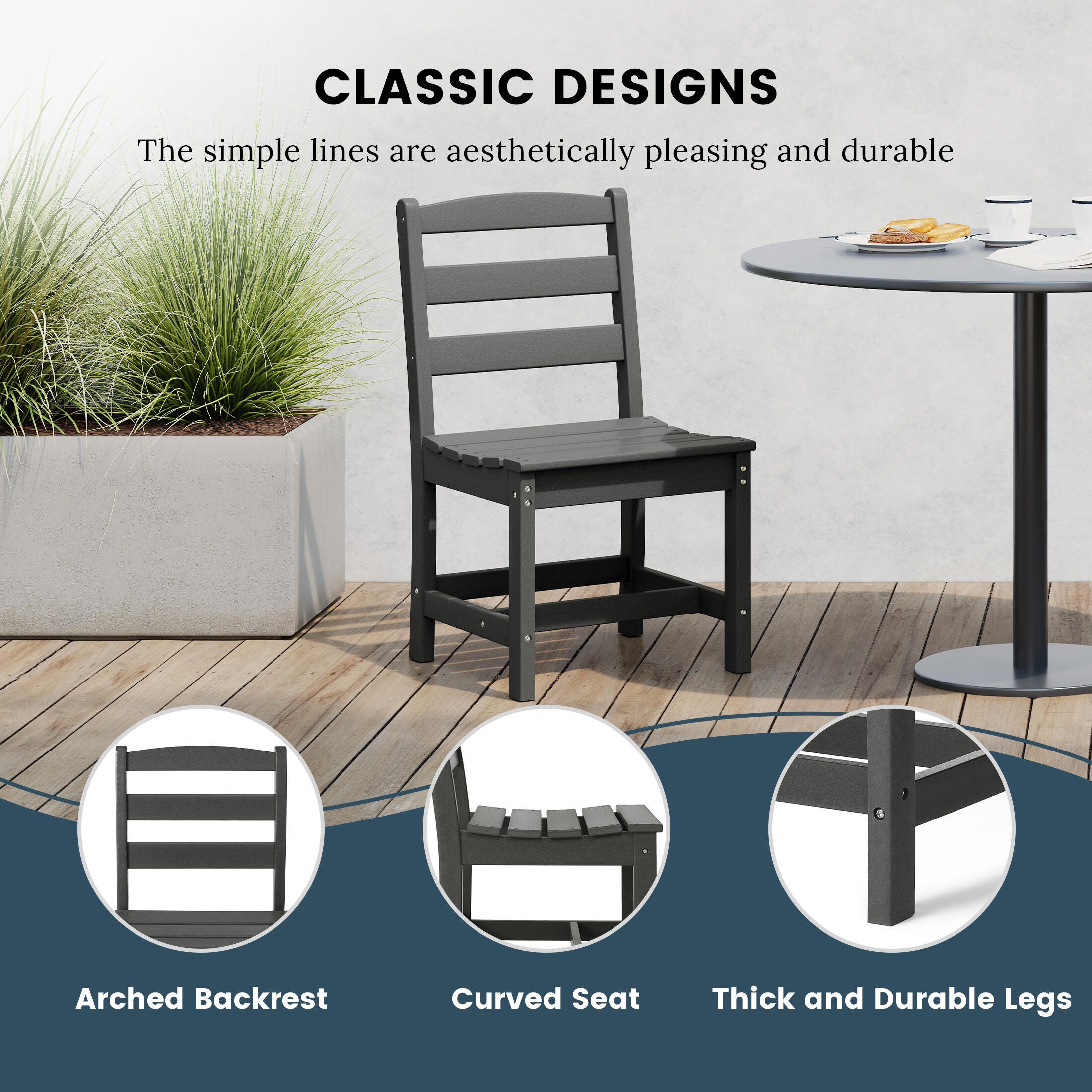 Westin Furniture Shoreside Outdoor Dining Table and 6 Armless Chairs, Gray, large