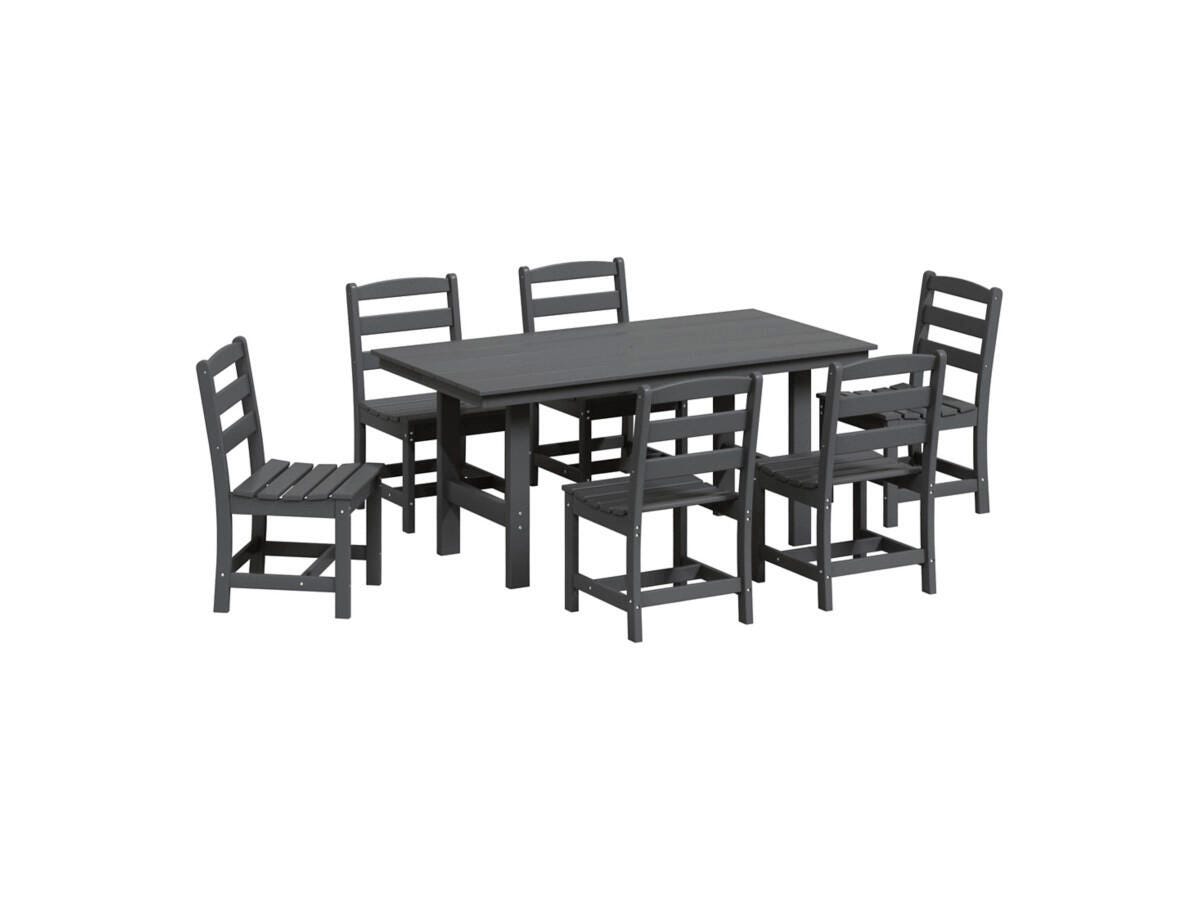 Westin Furniture Shoreside Outdoor Dining Table and 6 Armless Chairs, Gray, large