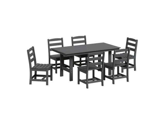 Westin Furniture Shoreside Outdoor Dining Table and 6 Armless Chairs, Gray